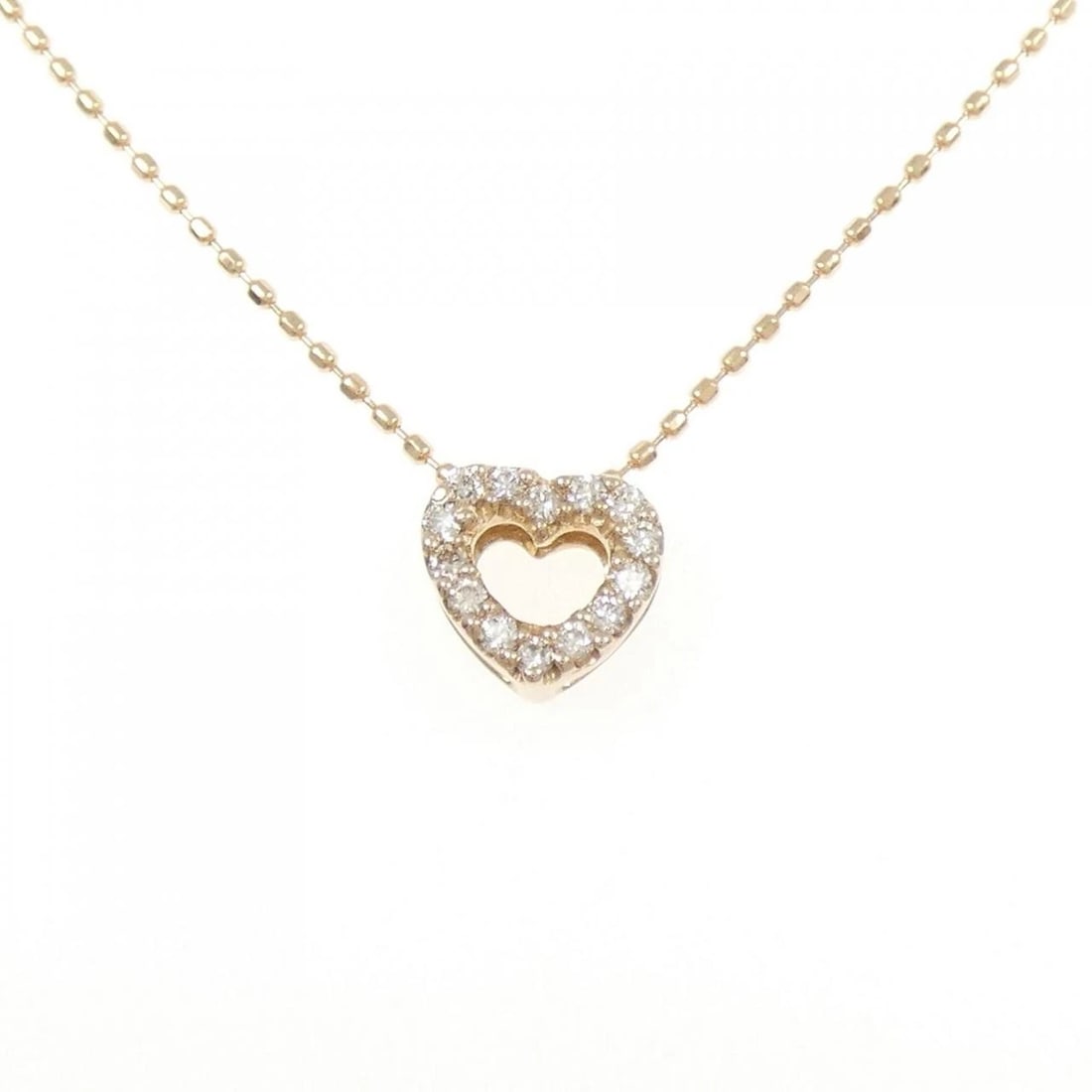 K18PG HEART DIAMOND NECKLACE: K18PG Heart Diamond Necklace Brand: Unbranded Type: Diamond Necklace Material: K18 Pink Gold, Main Stone/Creation Natural Color: Pink Gold Size: Actual Size Pendant length approx. x width