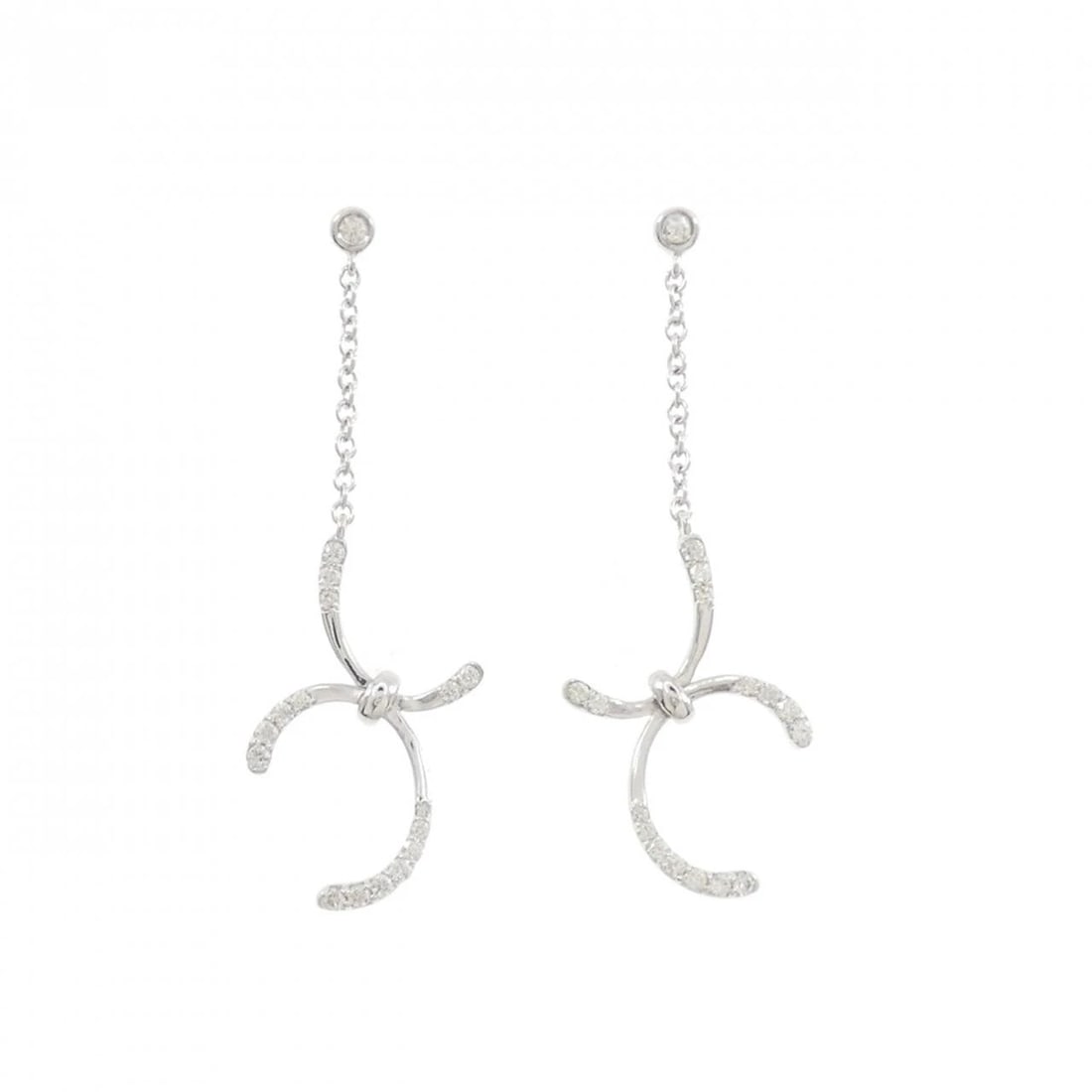 K18WG DIAMOND PIERCE: K18WG Diamond Pierce Brand: Unbranded Type: Diamond Pierce/Earring Material: K18 white gold, Main Stone/Creation Natural Color: White Gold Size: Approx. height x width: 43.2mm x 15.0mm 