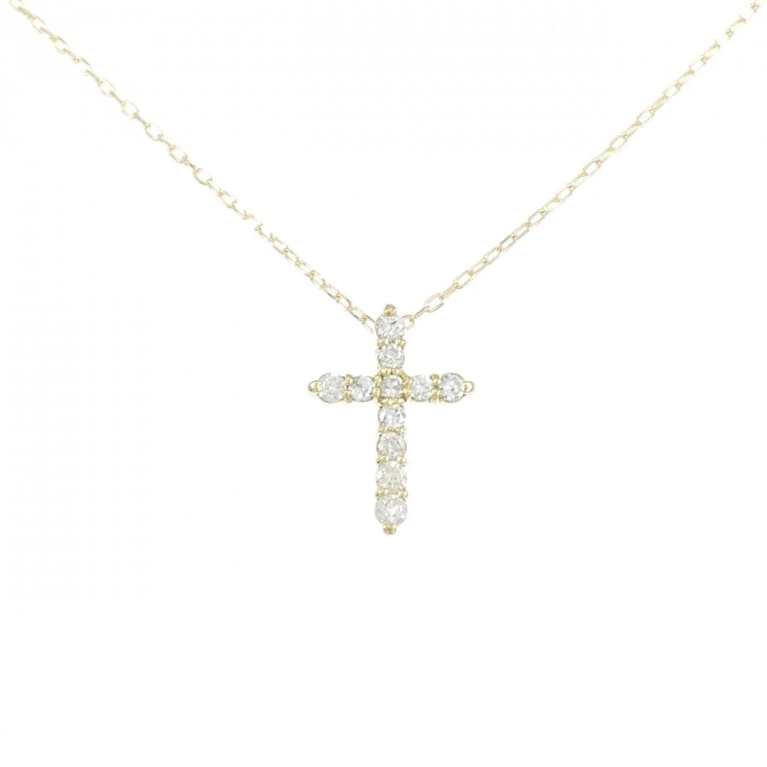 K18YG CROSS DIAMOND NECKLACE: K18YG Cross Diamond Necklace Brand: Unbranded Type: Diamond Necklace Material: K18YG, Main Stone/Creation Natural Color: Yellow Gold Size: Actual Size Pendant length approx. x width approx.: