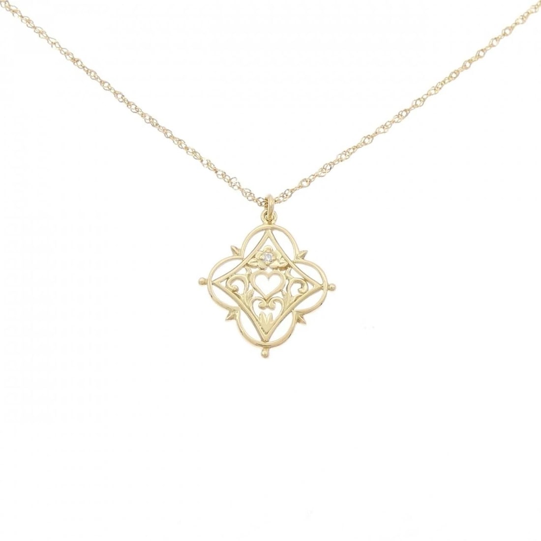18K YELLOW GOLD DIAMOND NECKLACE: 18K Yellow Gold Diamond Necklace Brand: Unbranded Type: Diamond Necklace Material: K18YG, Main Stone/Creation Natural Color: Yellow Gold Size: Actual Size Pendant length approx. x width
