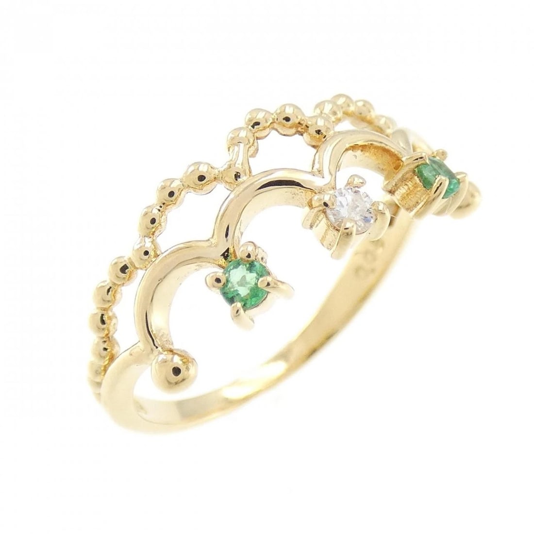 18K YELLOW GOLD EMERALD RING: 18K Yellow Gold Emerald Ring Brand: Unbranded Type: Emerald ring Material: K18YG, Main Stone/Creation Emerald Secondary Stone Natural Color: Yellow Gold Size: US 5 1/4 Accessories: None