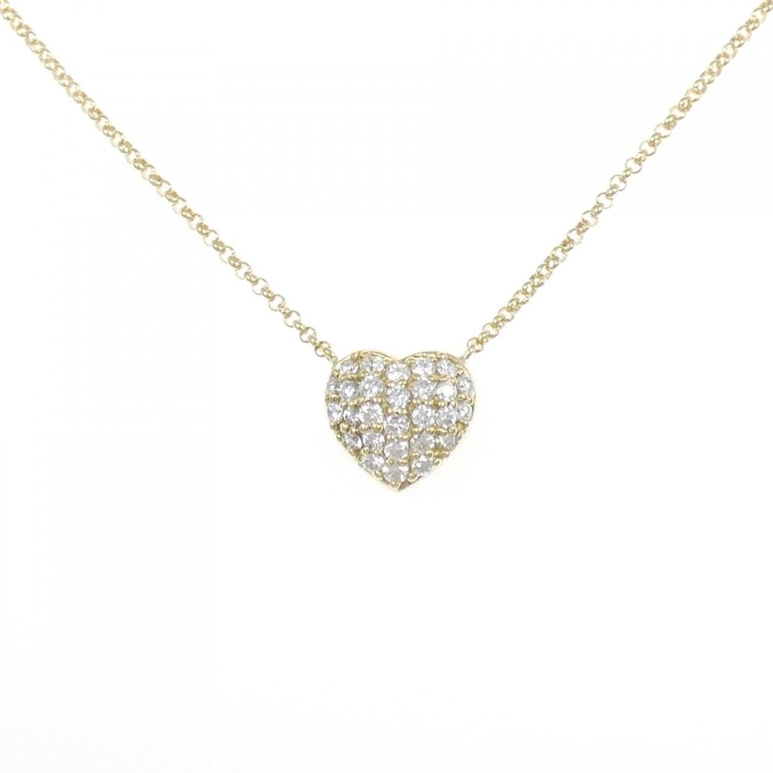 18K YELLOW GOLD HEART PAVE DIAMOND NECKLACE: 18K Yellow Gold Heart Pave Diamond Necklace Brand: Unbranded Type: Diamond Necklace Material: K18YG, Main Stone/Creation Natural Color: Yellow Gold Size: Actual Size Pendant length approx. x width
