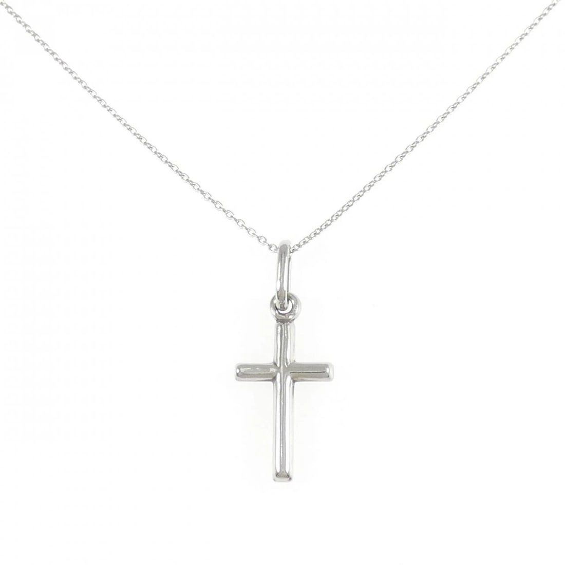 PT900/PT850 CROSS NECKLACE: PT900/PT850 Cross Necklace Brand: Unbranded Type: Necklace Material: PT900/PT850, Color: Platinum Size: Actual Size Pendant length approx. x width approx.: 20.4mmx10.4mm Chain maximum width approx