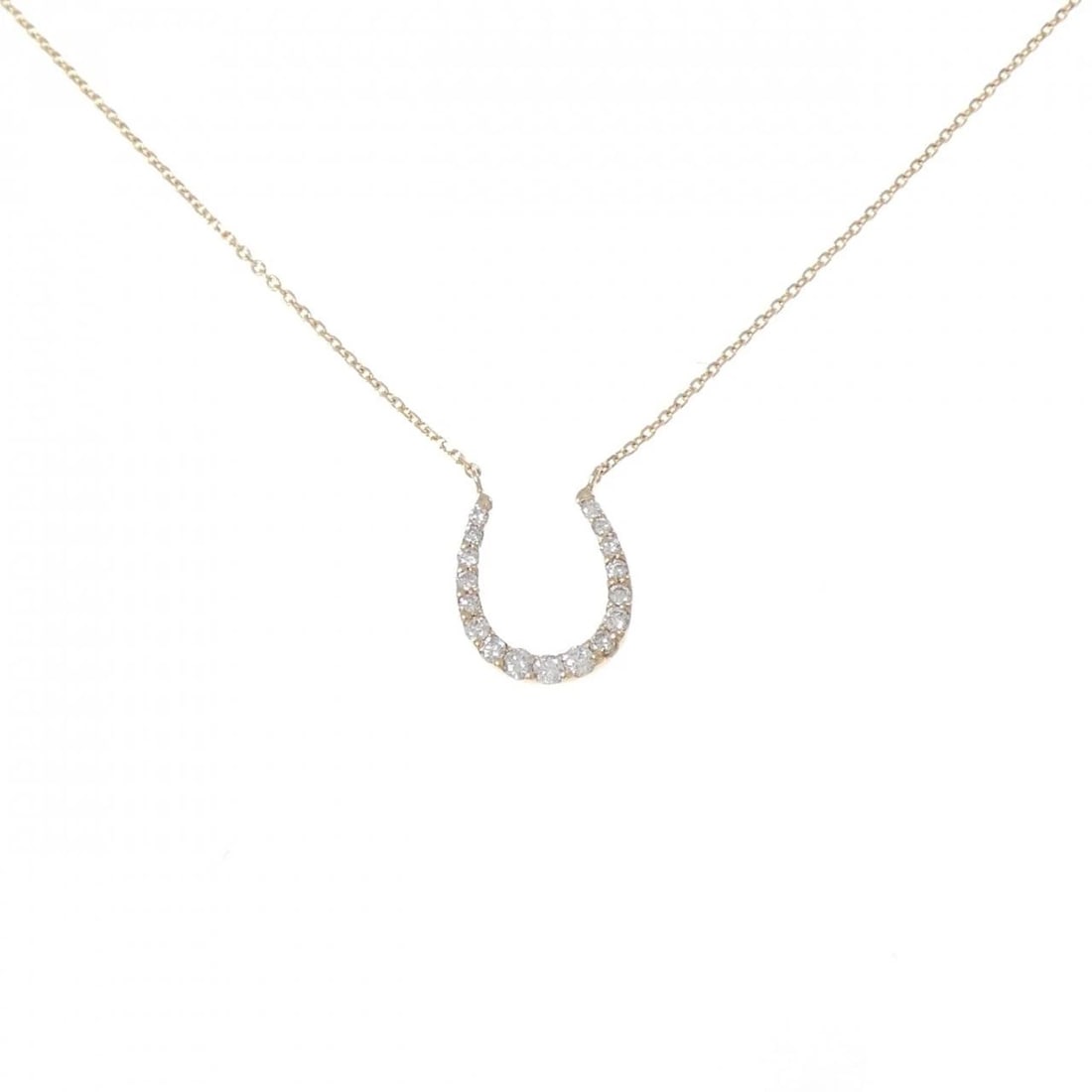 K18PG HORSESHOE DIAMOND NECKLACE: K18PG Horseshoe Diamond Necklace Brand: Unbranded Type: Diamond Necklace Material: K18 Pink Gold, Main Stone/Creation Natural Color: Pink Gold Size: Actual Size Pendant length approx. x width appr