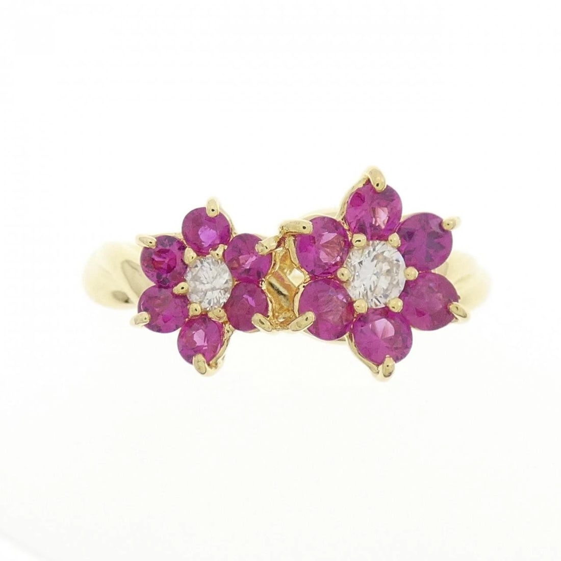 K18YG FLOWER RUBY RING - 2