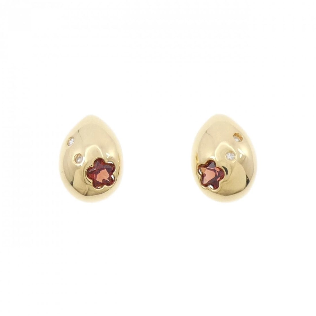 K18YG FLOWER GARNET PIERCE: K18YG Flower Garnet Pierce Brand: Unbranded Type: Garnet Pierce/Earring Material: K18YG, Main Stone/Creation Garnet Secondary Stone Natural Color: Yellow Gold Size: Approx. height x width: 12.3mm