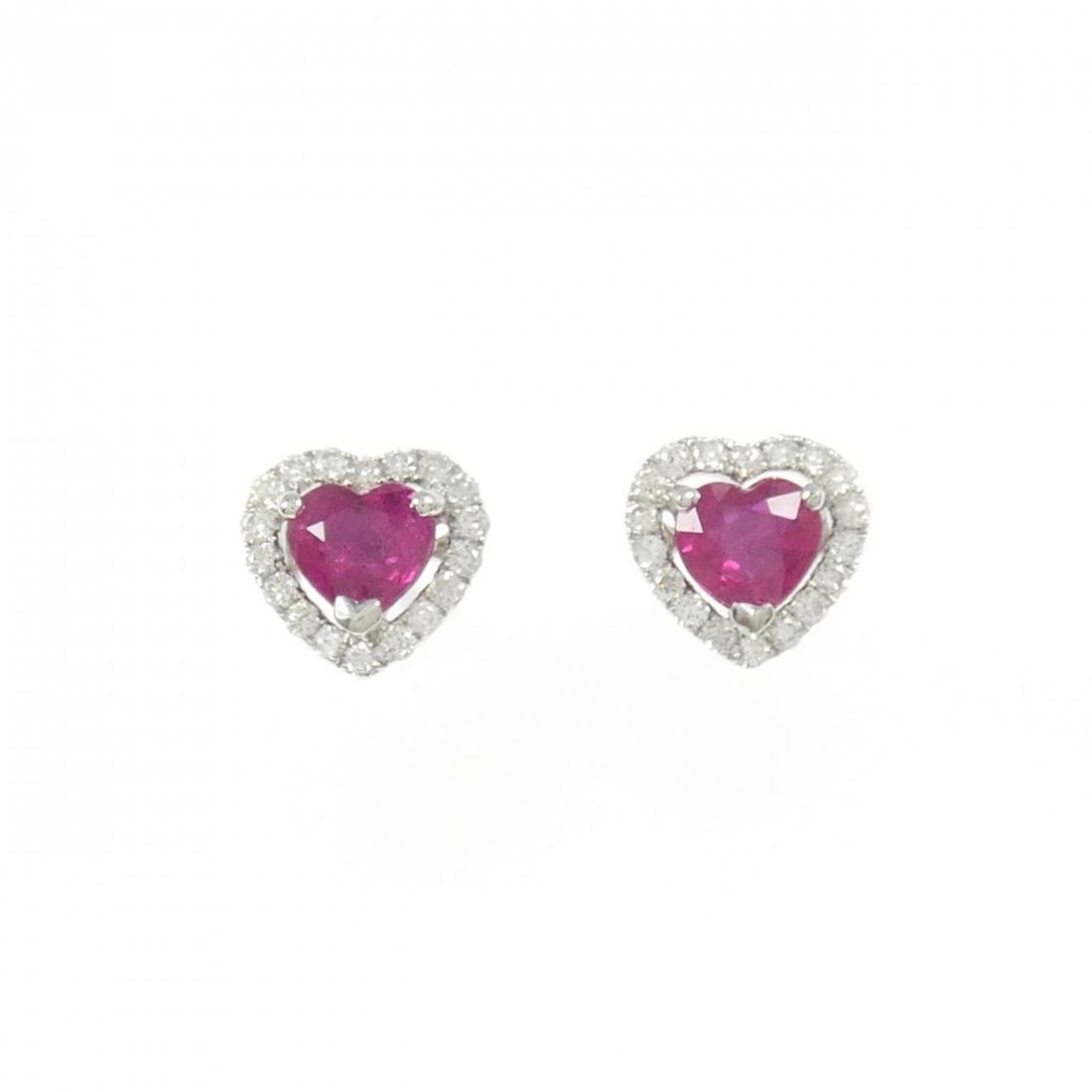 K18WG HEART RUBY PIERCE: K18WG Heart Ruby Pierce Brand: Unbranded Type: Ruby Pierce/Earring Material: K18 white gold, Main Stone/Creation Ruby Secondary Stone Natural Color: White Gold Size: Approx. height x width: 7.1mm
