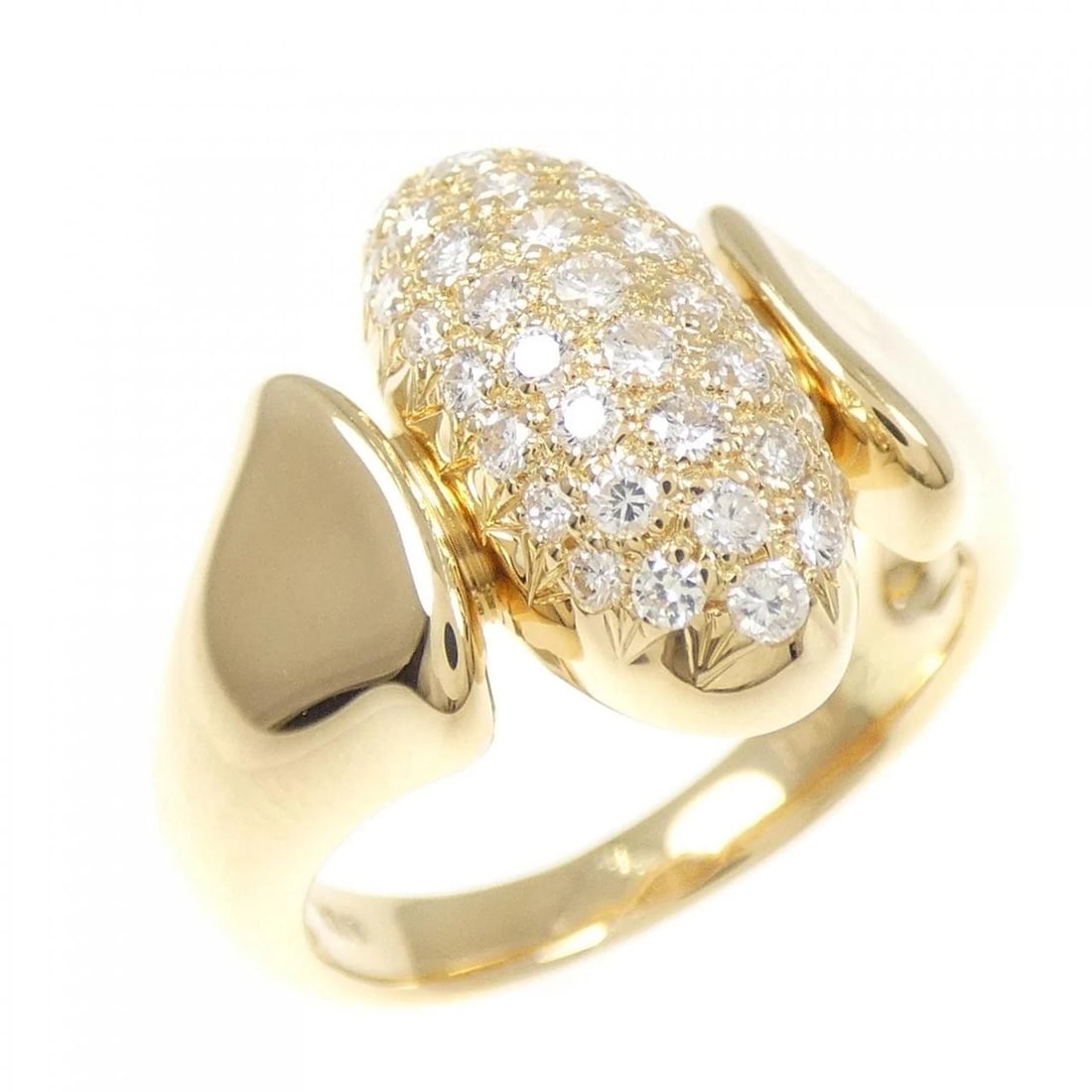 K18YG PAVE DIAMOND RING: K18YG Pave Diamond Ring Brand: Unbranded Type: Diamond Ring Material: 18K Yellow Gold, Main Stone/Creation Natural Color: Yellow Gold Size: US 5 1/2 Accessories: None Accessories Notice: When
