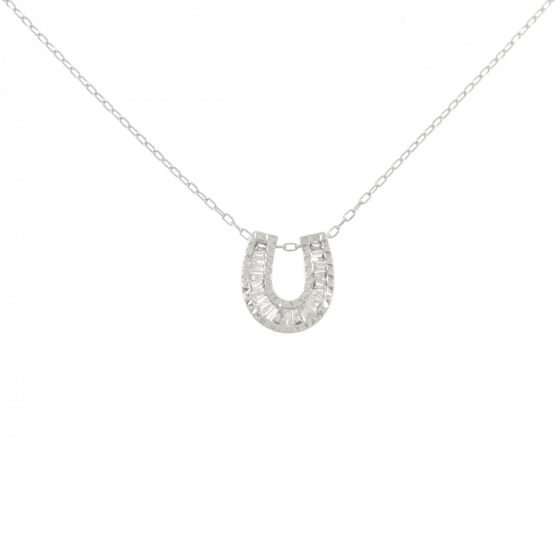 K18WG HORSESHOE DIAMOND NECKLACE: K18WG Horseshoe Diamond Necklace Brand: Unbranded Type: Diamond Necklace Material: K18 white gold, Main Stone/Creation Natural Color: white gold Size: Actual Size Pendant length approx. x width ap