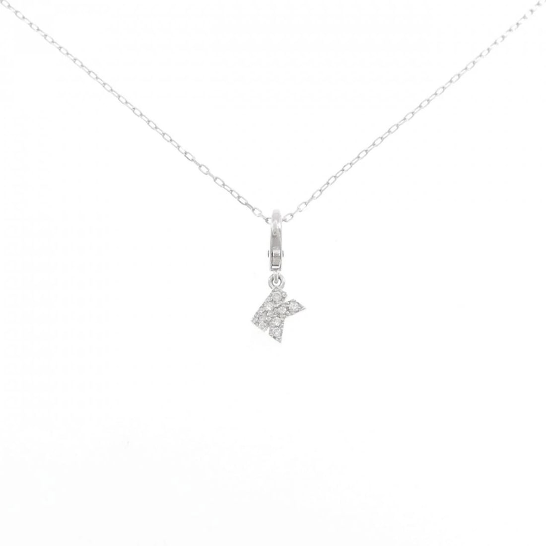 K18WG INITIAL K DIAMOND NECKLACE: K18WG Initial K Diamond Necklace Brand: Unbranded Type: Diamond Necklace Material: K18 white gold, Main Stone/Creation Natural Color: white gold Size: Actual Size Pendant length approx. x