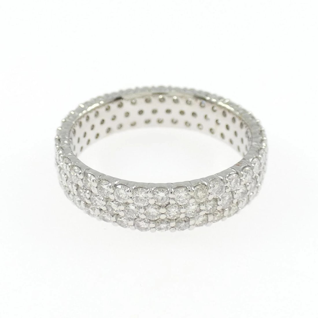 K18WG FULL ETERNITY DIAMOND RING: K18WG Full Eternity Diamond Ring Brand: Unbranded Type: Diamond ring Material: K18 white gold, Main Stone/Creation Natural Color: White Gold Size: US 4.5 Accessories: None Accessories Noti