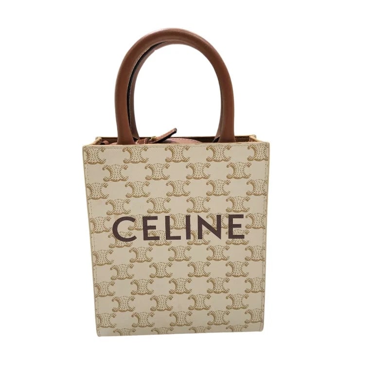 CELINE MINI VERTICAL CABAS IVORY SHOULDER BAG: CELINE Mini Vertical Cabas Ivory Shoulder Bag Brand: CELINE Type: Handbag Material: none Color: Ivory Brown Size: W: 17cm / H: 20cm / D: 5.5cm Accessories: None Accessories Notice: When pu