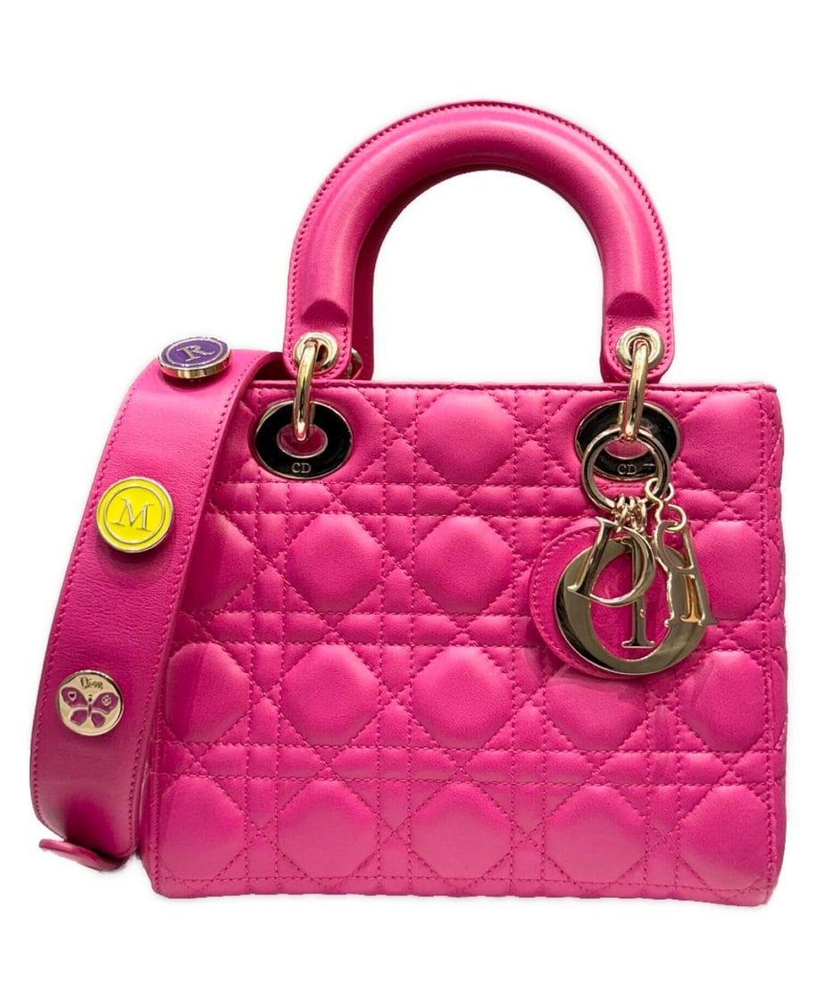 CHRISTIAN DIOR LADY DIOR MY ABCDIOR BAG SMALL: Christian Dior Lady Dior My ABCDior Bag Small Brand: Christian Dior Type: Handbag Material: Lambskin Color: Shocking Pink Size: H:17.0cm / W:20.0cm / D:8.0cm Accessories: None Accessories