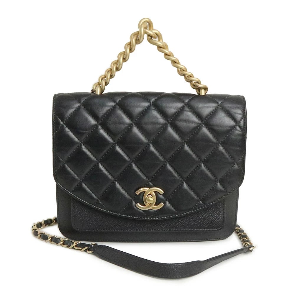 CHANEL TRICOLOR MATERIAL SINGLE MATELASSÉ COCO MARK BLACK DARK GREY: CHANEL Tricolor Material Single Matelassé Coco Mark Black Dark Grey Brand: CHANEL Type: Handbag Material: Caviar Skin / Calfskin (Cowhide) Color: Black X Dark Gray Size: W:22cm x H:18cm x