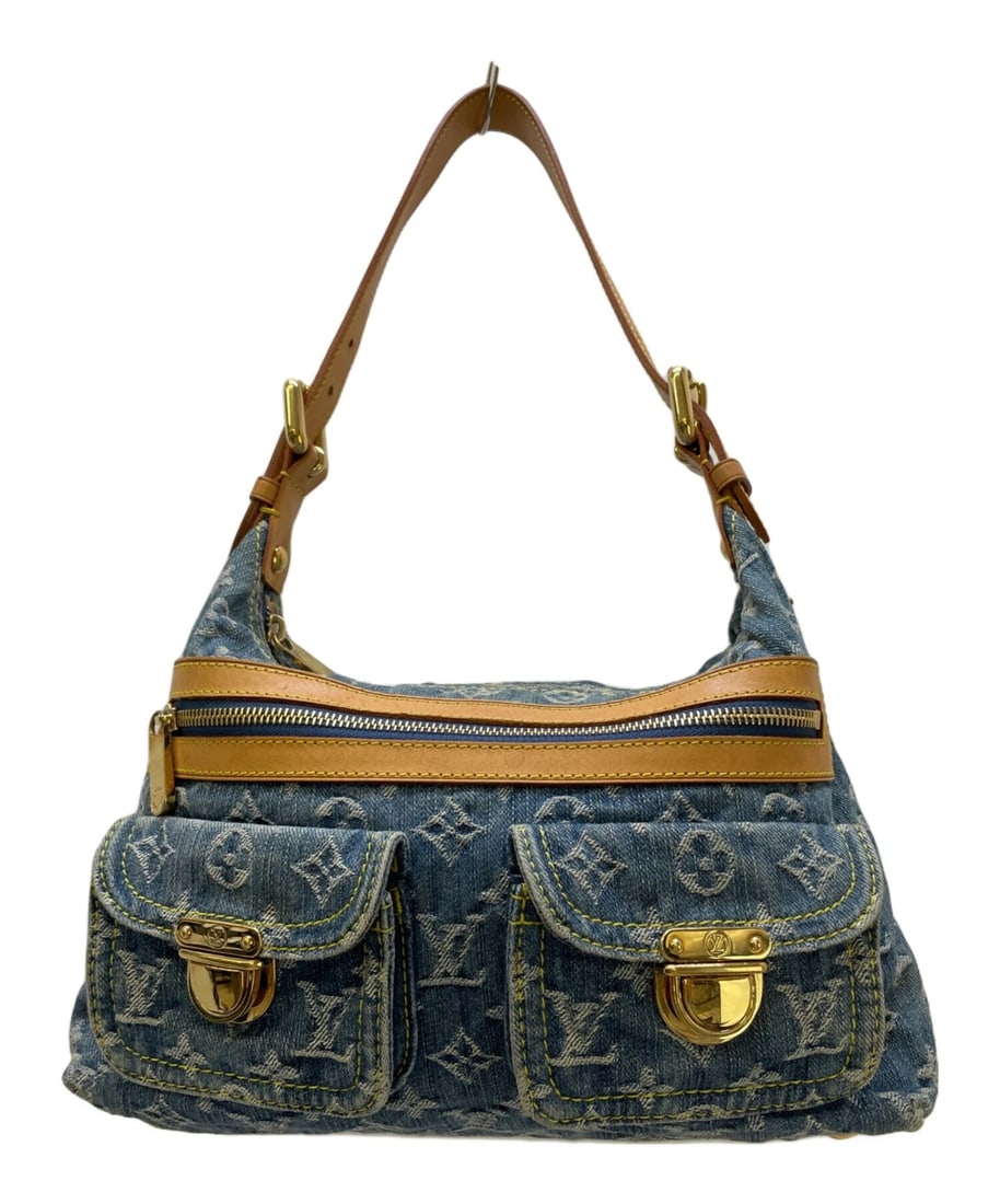 LOUIS VUITTON MONOGRAM DENIM BUGGY PM SHOULDER BAG: LOUIS VUITTON Monogram Denim Buggy PM Shoulder Bag Brand: LOUIS VUITTON Type: Handbag Material: none Color: Blue Size: H:21cm / W:29cm / D:10cm Accessories: None Accessories Notice: When