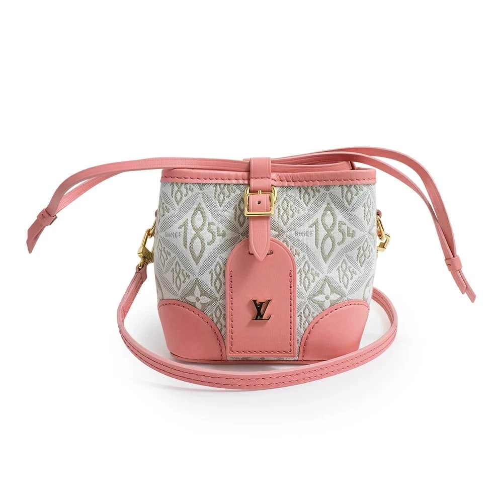 LOUIS VUITTON NOE PURSE: LOUIS VUITTON Noe Purse Brand: LOUIS VUITTON Type: Handbag Material: Monogram Jacquard / Leather Color: Pink X White Size: W: 19cm x 11.5cm x H: 11.5cm x D: 11.5cm Handle: 37cm Accessories: