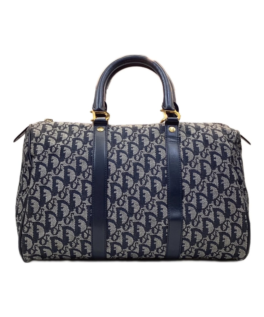 CHRISTIAN DIOR TROTTER PATTERN D-HARDWARE BOSTON BAG: Christian Dior Trotter Pattern D-Hardware Boston Bag Brand: Christian Dior Type: Handbag Material: none Color: Navy X Gray Size: H:22.5cm / W:35cm / D:15cm [ Handle size ] 15cm Accessories: None