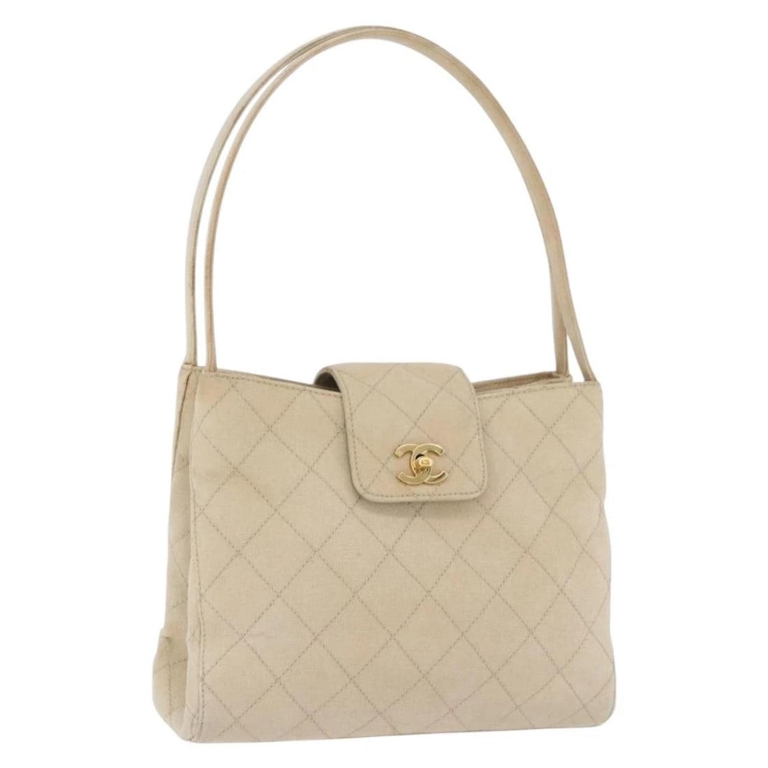 CHANEL MATELASSE SHOULDER BAG DENIM BEIGE: CHANEL Matelasse Shoulder Bag Denim Beige Brand: CHANEL Type: Shoulder Bag Material: Canvas Color: Beige/Gold Size: W9.4 x H7.5 x D2.8inch(Approx) Shoulder Drop:9.1inch(Approx) Accessories: None