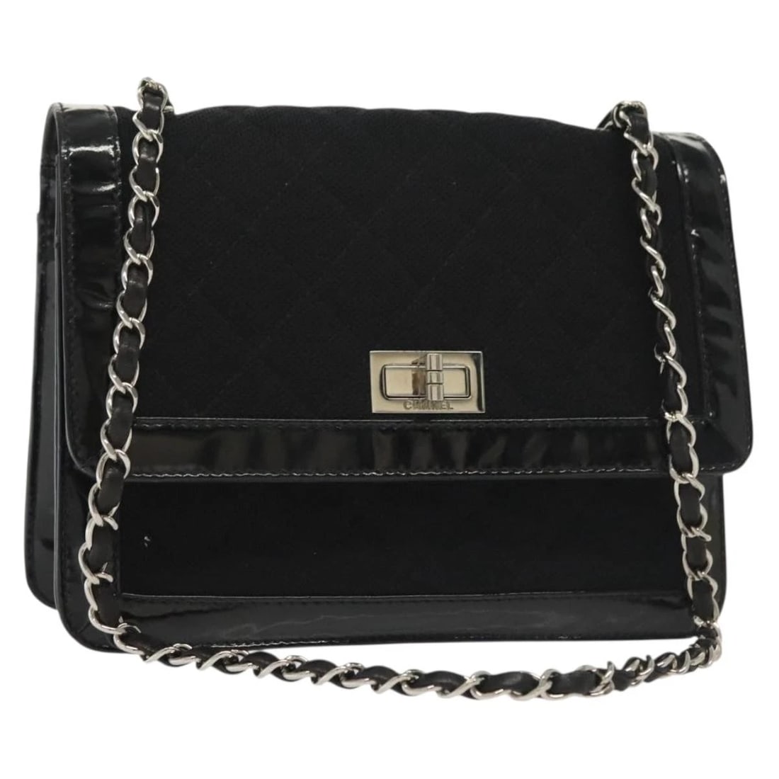 CHANEL MATELASSE CHAIN SHOULDER BAG CANVAS: CHANEL Matelasse Chain Shoulder Bag Canvas Brand: CHANEL Type: Shoulder Bag Material: Canvas Color: Black/Silver Size: W9.4 x H6.7 x D2.4inch(Approx) Shoulder Drop:12.2inch(Approx) Accessories: N