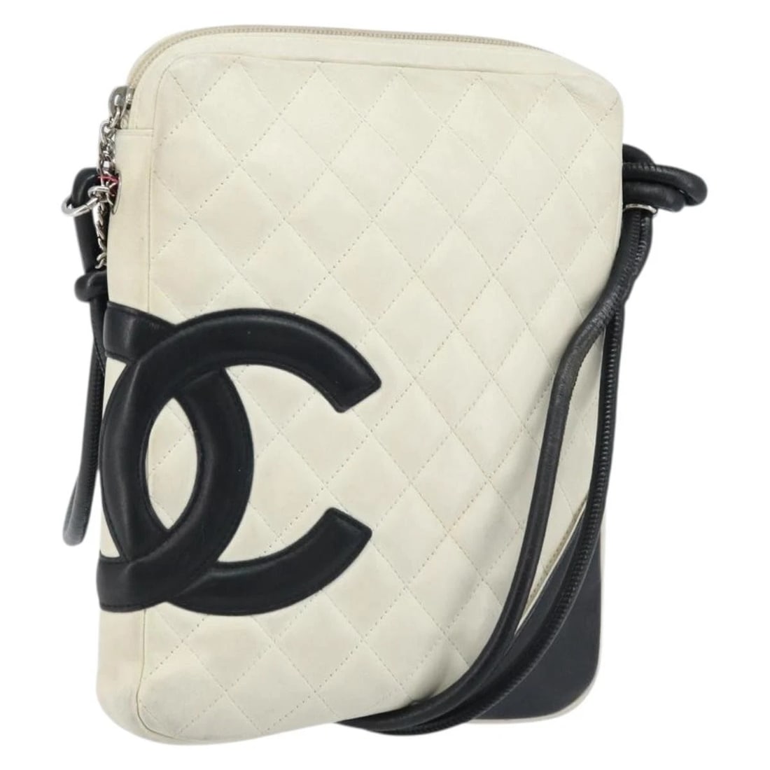 CHANEL CAMBON LINE SHOULDER BAG LAMB SKIN: CHANEL Cambon Line Shoulder Bag Lamb Skin Brand: CHANEL Type: Shoulder Bag Material: Lamb Skin Color: White/Black Size: W7.5 x H9.4 x D1.2inch(Approx) Shoulder Drop:22.4inch(Approx) Accessories: