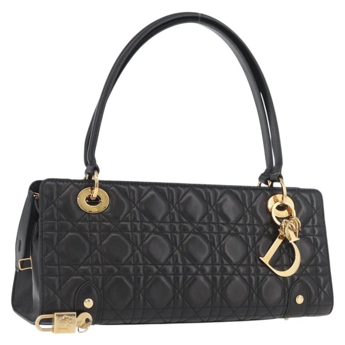 CHRISTIAN DIOR CANAGE SHOULDER BAG LEATHER BLACK GOLD (1 of 12)