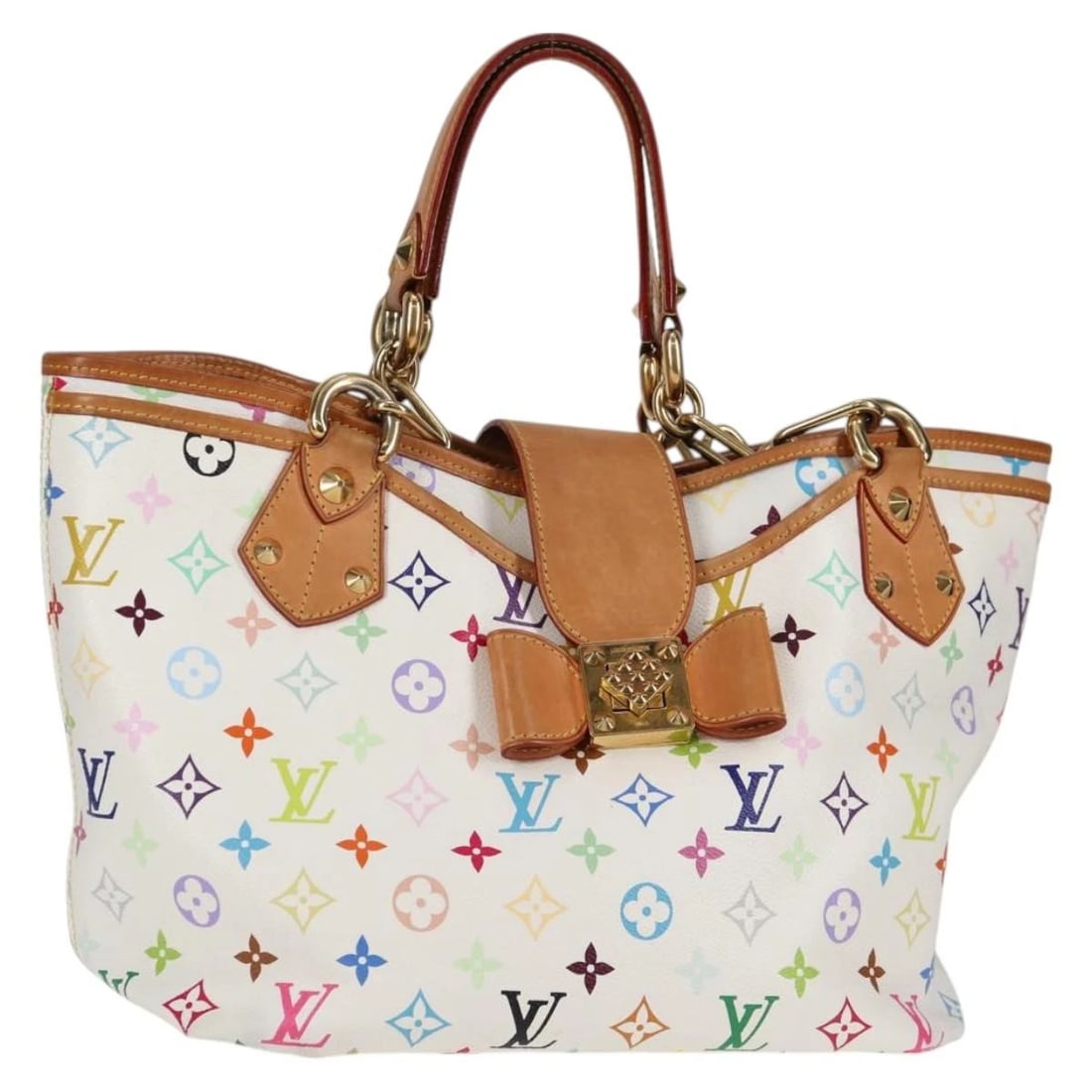 LOUIS VUITTON MONOGRAM MULTICOLOR ANNIE GM TOTE BAG: LOUIS VUITTON Monogram Multicolor Annie GM Tote Bag Brand: LOUIS VUITTON Type: Tote Bag Material: Monogram Multicolor Canvas Color: White Size: W13.8 x H8.7 x D8.3inch(Approx) Shoulder Drop:9.1inc