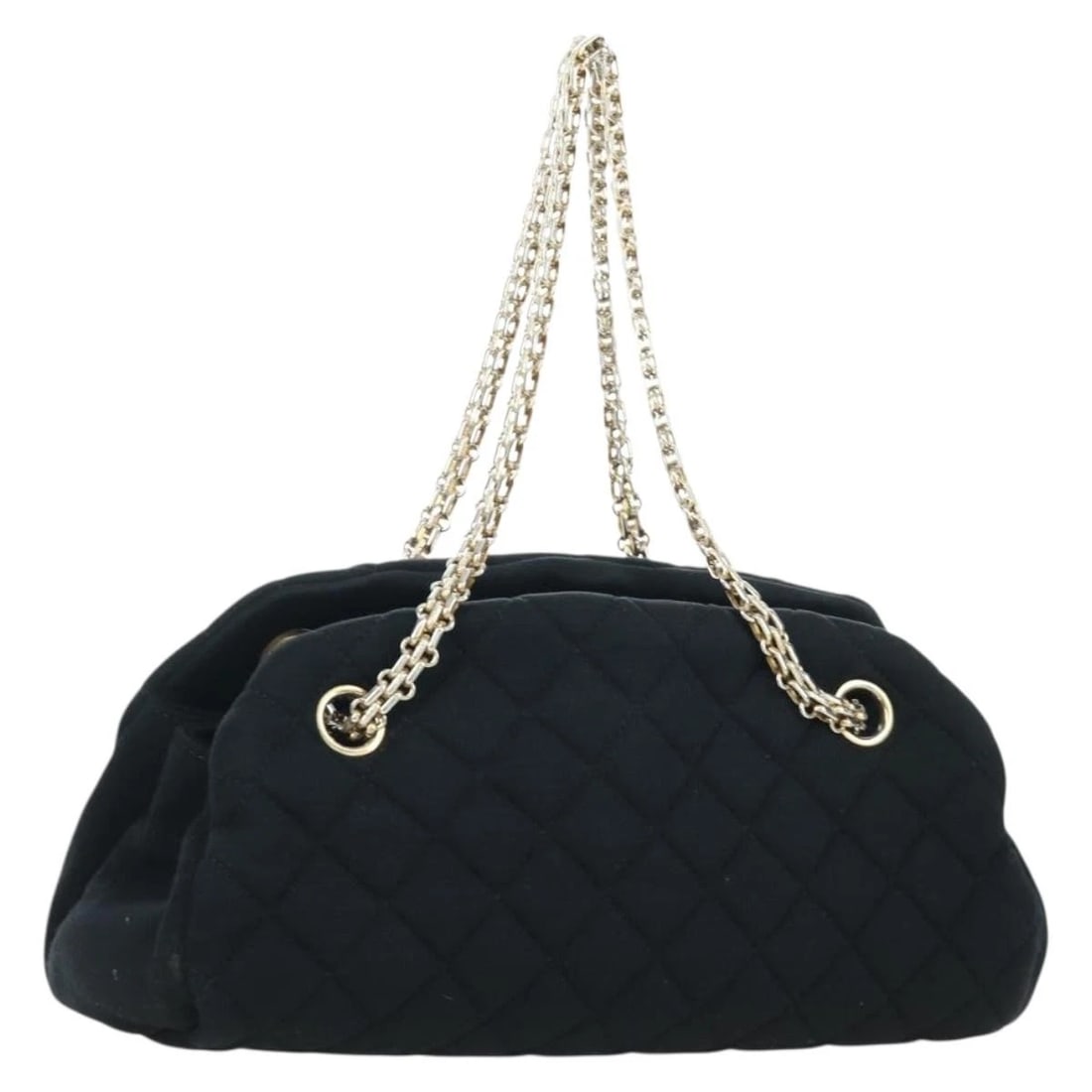 CHANEL MATELASSE CHAIN SHOULDER BAG JERSEY: CHANEL Matelasse Chain Shoulder Bag Jersey Brand: CHANEL Type: Shoulder Bag Material: Lamb Skin Color: Black/Gold Size: W10.6 x H4.3 x D4.3inch(Approx) Shoulder Drop:7.1inch(Approx) Accessories: