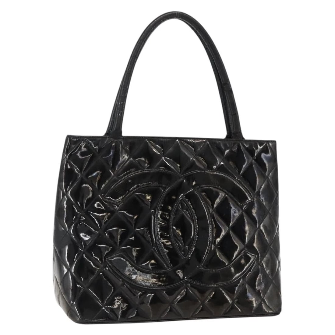 CHANEL STANDARD TOTE BAG PATENT LEATHER BLACK: CHANEL Standard Tote Bag Patent leather Black Brand: CHANEL Type: Tote Bag Material: Patent Leather Color: Black Size: W11.8 x H9.8 x D5.9inch(Approx) Handle Drop:6.7inch(Approx) Accessories: Non
