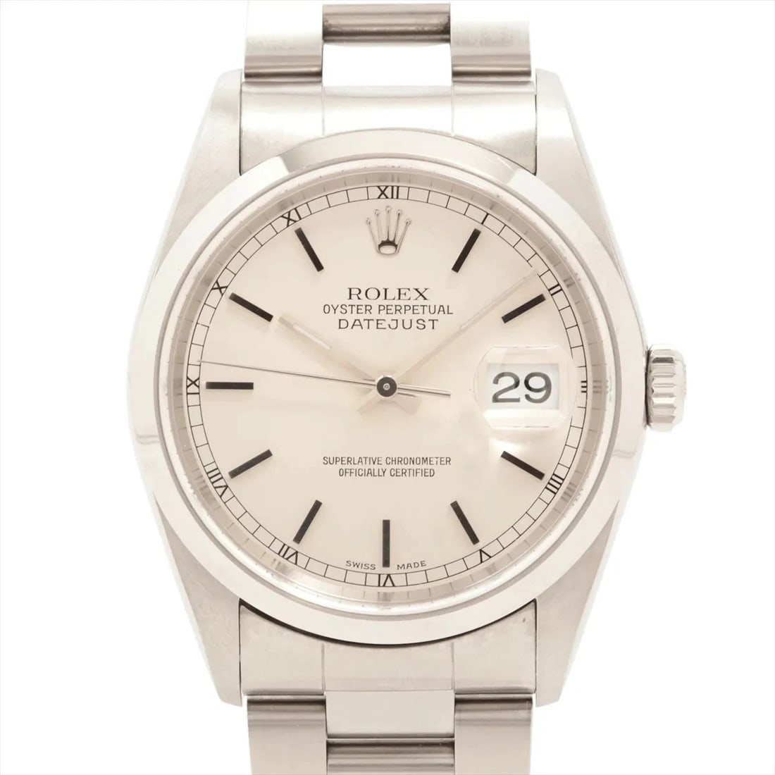 ROLEX DATEJUST SS SILVER: Rolex Datejust SS Silver Brand: Rolex Type: Wristwatch Material: SS Color: Dial Color black Size: Case:W1.6 x H1.6inch / W42 x H42Circumference of Wrist:6.9inch / 17.5 Accessories: None Ac