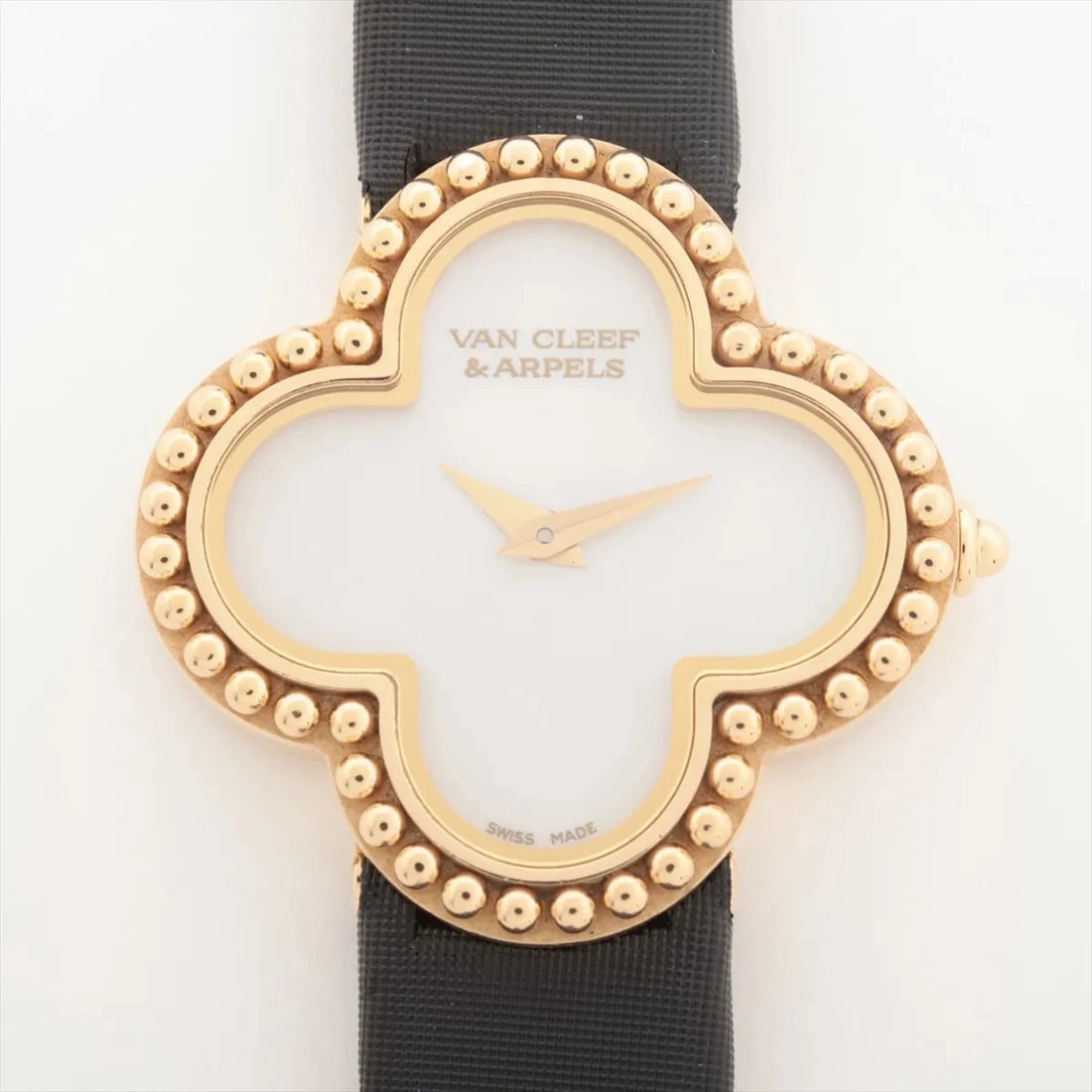 VAN CLEEF & ARPELS YG & LEATHER WHITE SHELL: Van Cleef & Arpels YG & Leather white shell Brand: Van Cleef & Arpels Type: Wristwatch Material: YG & Leather Color: Dial Color white shell Size: Case:W0.8 x H0.8inch / W26 x H26Circumference of W