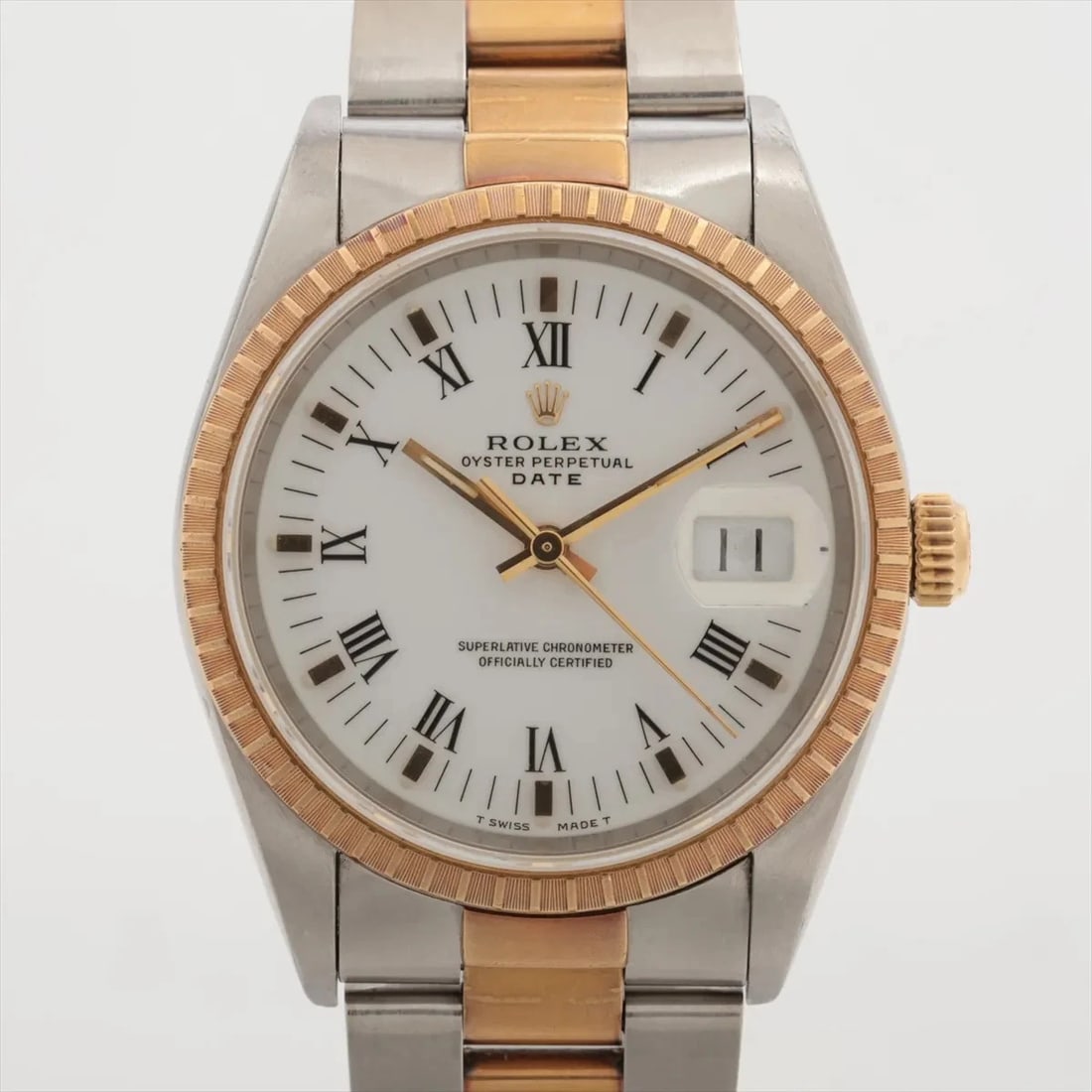 ROLEX OYSTER PERPETUAL SS×YG WHITE: Rolex Oyster Perpetual SS×YG white Brand: Rolex Type: Wristwatch Material: SS×YG Color: Dial Color white Size: Case:W1.2 x H1.2inch / W34 x H34 Circumference of Wrist:6.9inch / 17.5 