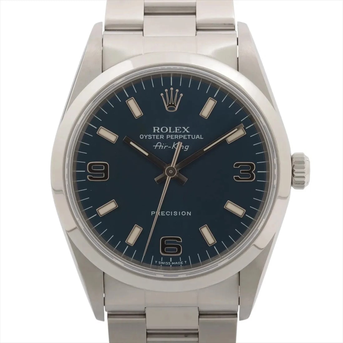 ROLEX AIR KING SS BLUE: Rolex Air King SS blue Brand: Rolex Type: Wristwatch Material: SS Color: Dial Color blue Size: Case:W1.2 x H1.2inch / W34 x H34 Circumference of Wrist:6.7inch / 17 Accessories: None