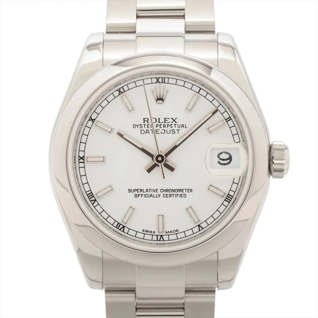 ROLEX DATEJUST SS WHITE: Rolex Datejust SS White Brand: Rolex Type: Wristwatch Material: SS Color: Dial Color white Size: Case:W1.2 x H1.2inch / W31 x H31 Circumference of Wrist:6.2inch / 15.7 Accessories: None