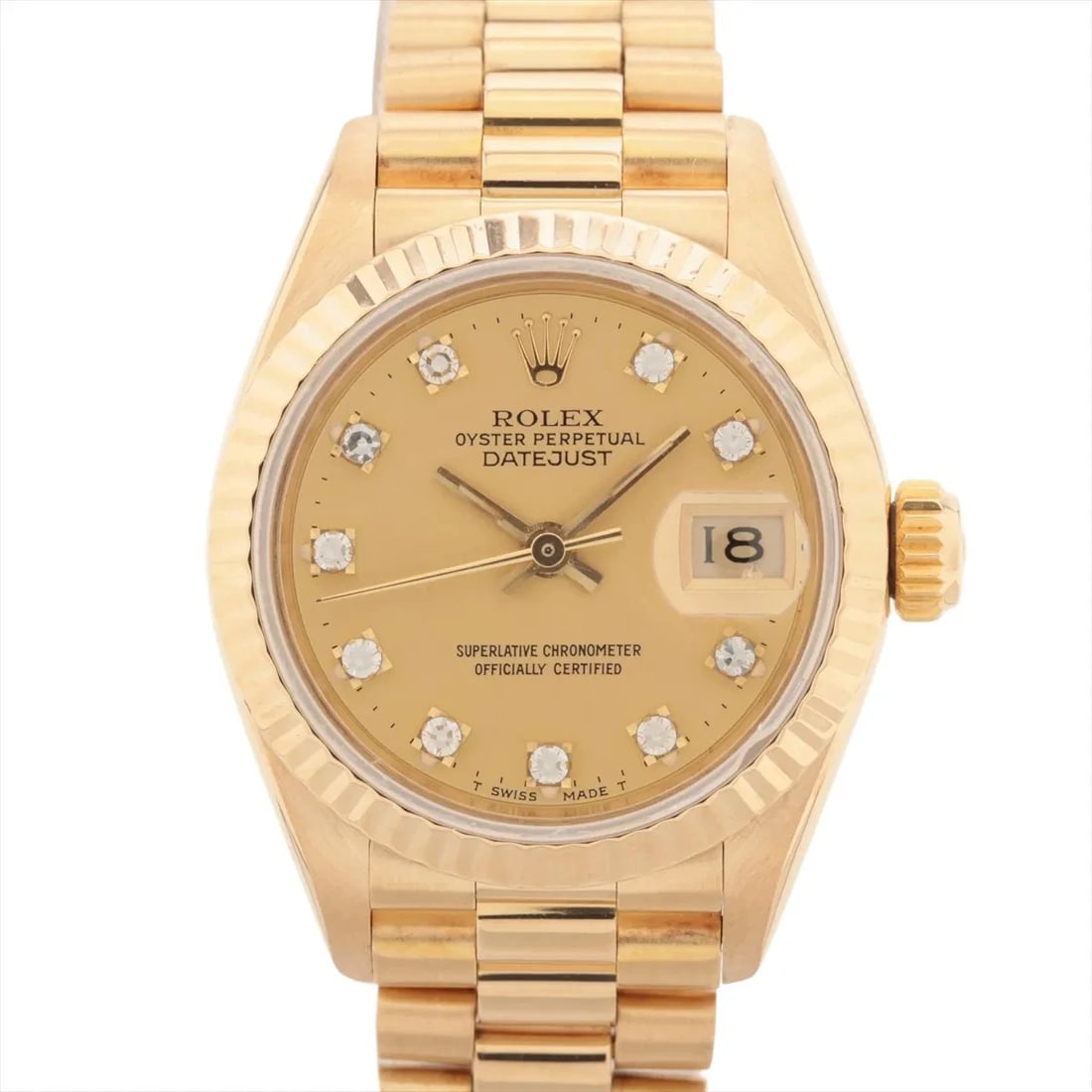 ROLEX DATEJUST YG CHAMPAGNE: Rolex Datejust YG Champagne Brand: Rolex Type: Wristwatch Material: YG Color: Dial Color champagne Size: Case:W0.8 x H0.8inch / W26 x H26 Circumference of Wrist:6.1inch / 15.5 Accessories: