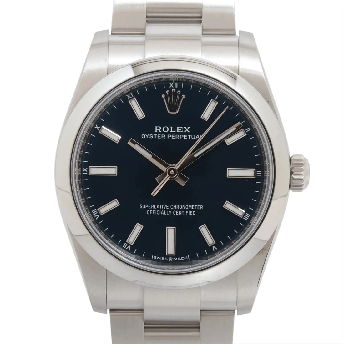 ROLEX OYSTER PERPETUAL SS BLUE: Rolex Oyster Perpetual SS blue Brand: Rolex Type: Wristwatch Material: SS Color: Dial Color blue Size: Case:W1.2 x H1.2inch / W34 x H34 Circumference of Wrist:6.9inch / 17.5 Accessories: None