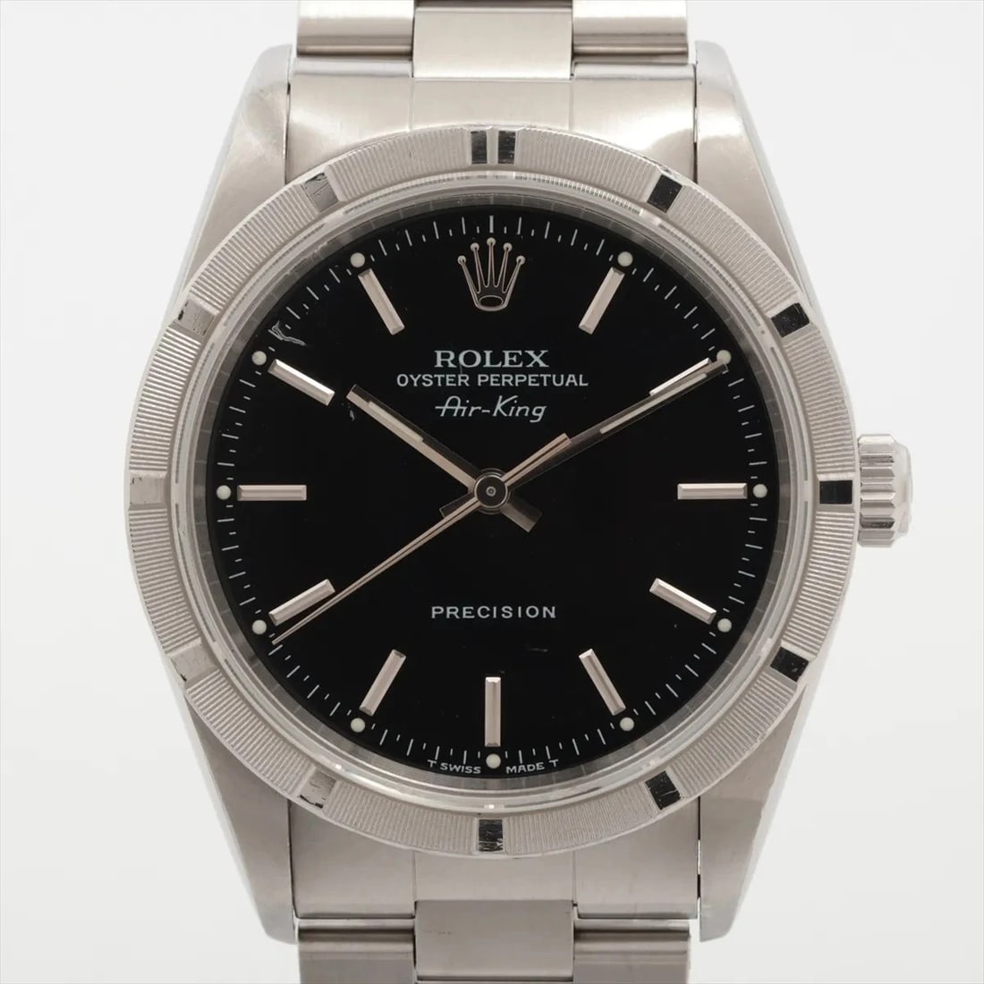 ROLEX AIR KING SS BLACK: Rolex Air King SS black Brand: Rolex Type: Wristwatch Material: SS Color: Dial Color black Size: Case:W1.2 x H1.2inch / W34 x H34 Circumference of Wrist:7.1inch / 18.0 Accessories: None Ac