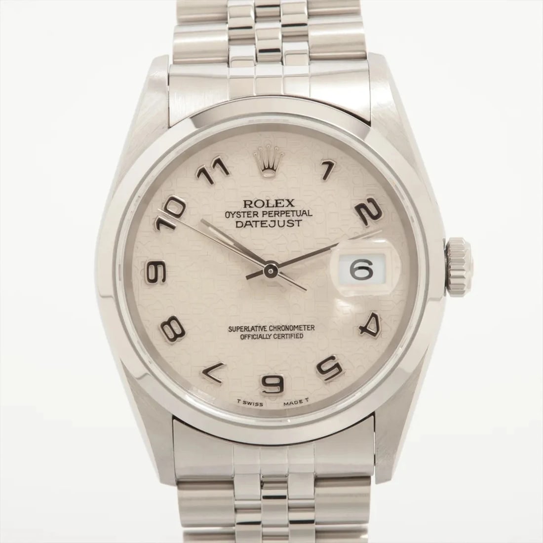 ROLEX DATEJUST SS IVORY: Rolex Datejust SS Ivory Brand: Rolex Type: Wristwatch Material: SS Color: Dial Color ivory Size: Case:W1.2 x H1.2inch / W36 x H36 Circumference of Wrist:6.5inch / 16.5 Accessories: None