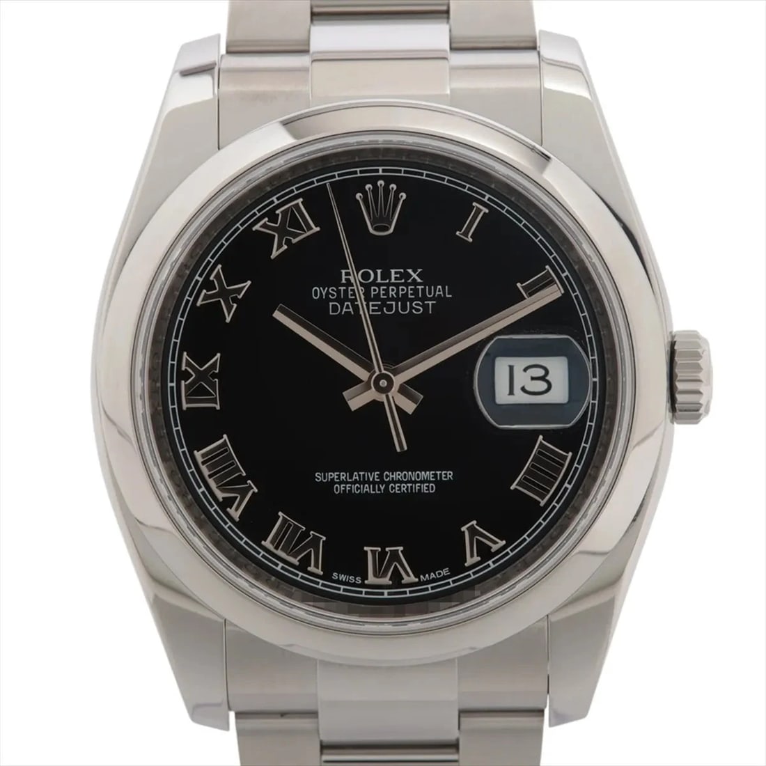 ROLEX DATEJUST SS BLACK: Rolex DATEJUST SS black Brand: Rolex Type: Wristwatch Material: SS Color: Dial Color black Size: Case:W1.2 x H1.2inch / W36 x H36 Circumference of Wrist:6.7inch / 17 Accessories: None Acce