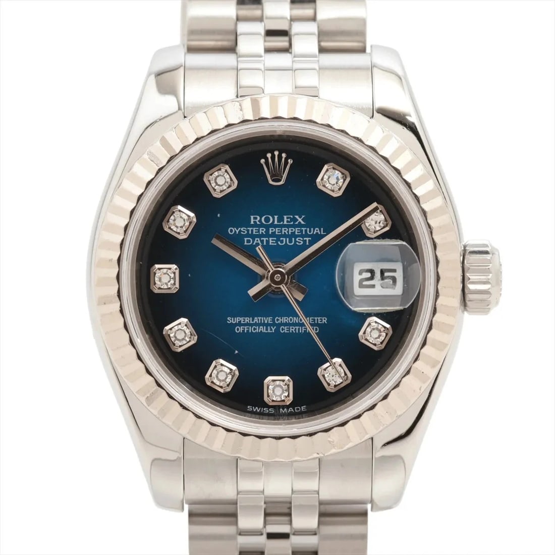 ROLEX DATEJUST SS×WG BLUE: Rolex Datejust SS×WG Blue Brand: Rolex Type: Wristwatch Material: SS×WG Color: Dial Color blue Size: Case:W0.8 x H0.8inch / W26 x H26 Circumference of Wrist:6.1inch / 15.4 Accessories: None