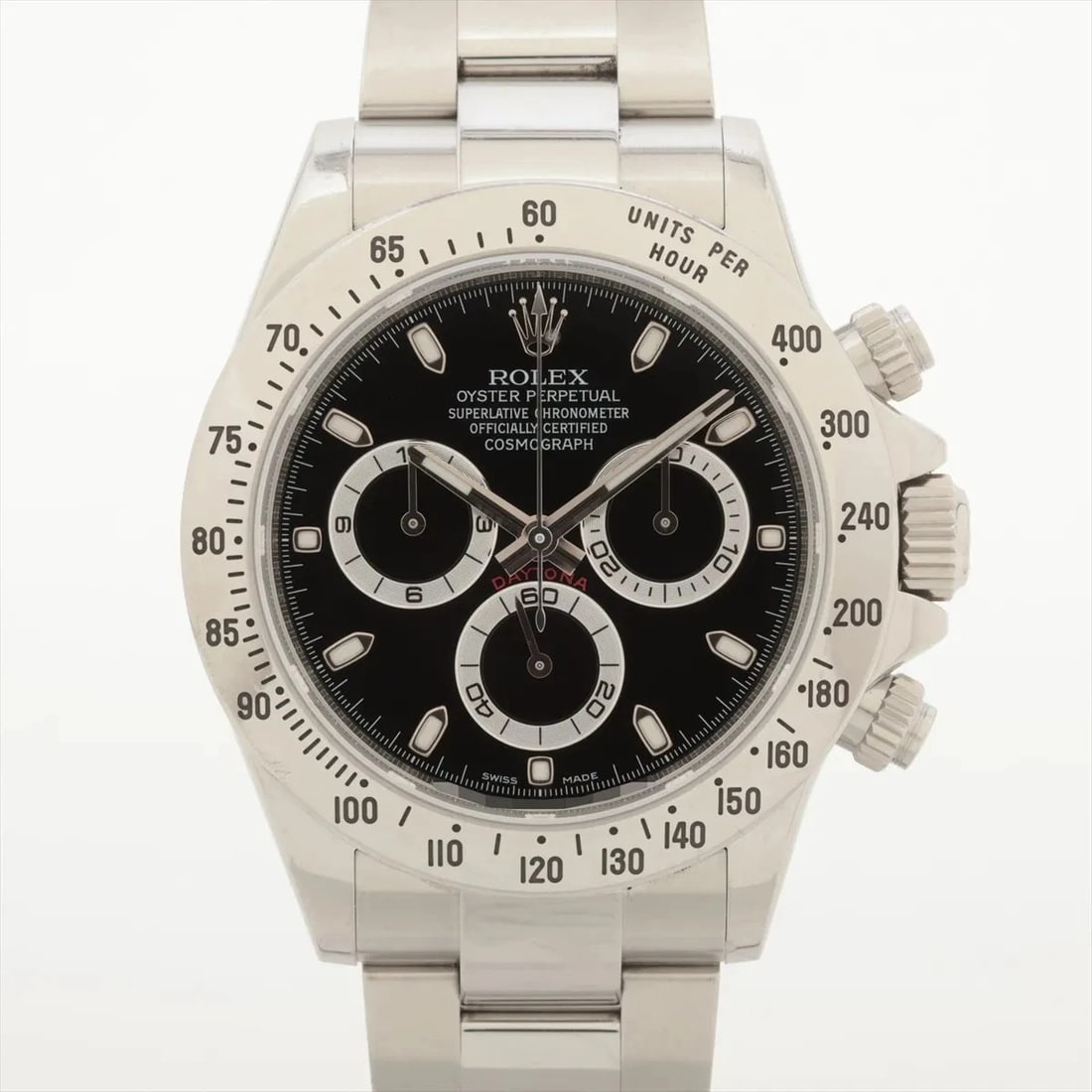 ROLEX COSMOGRAPH SS BLACK: Rolex Cosmograph SS black Brand: Rolex Type: Wristwatch Material: SS Color: Dial Color black Size: Case:W1.6 x H1.6inch / W40 x H40 Circumference of Wrist:7.3inch / 18.5 Accessories: None