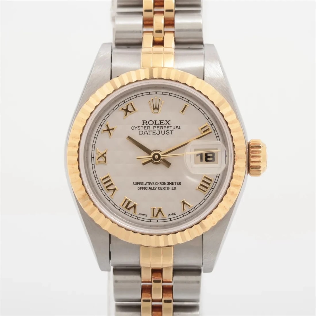 ROLEX DATEJUST SS×YG IVORY: Rolex Datejust SS×YG Ivory Brand: Rolex Type: Wristwatch Material: SS×YG Color: Dial Color ivory Size: Case:W0.8 x H0.8inch / W26 x H26 Circumference of Wrist:5.7inch / 14.5 Accessories: None