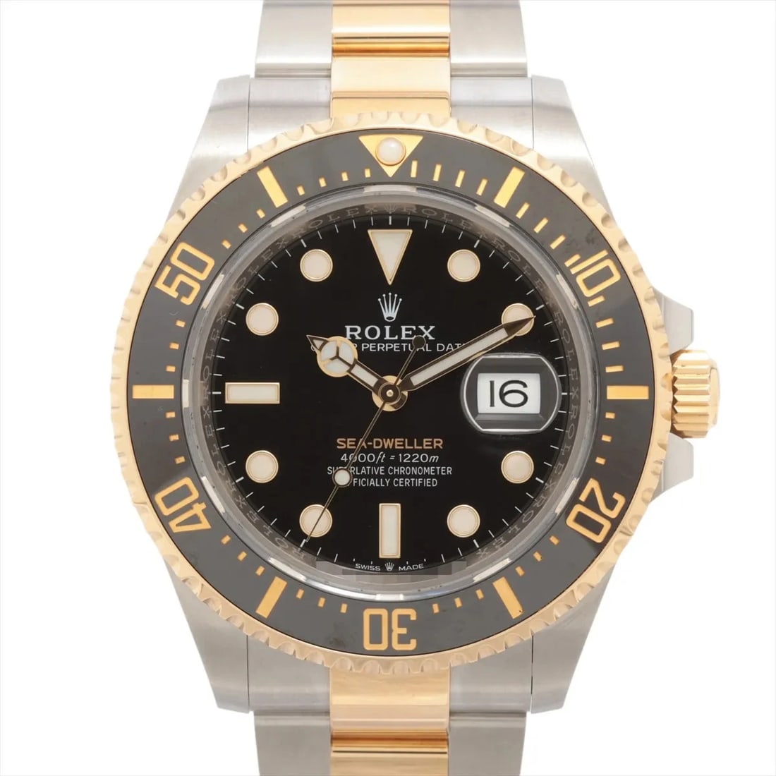 ROLEX SEA DWELLER SS×YG BLACK: Rolex Sea Dweller SS×YG black Brand: Rolex Type: Wristwatch Material: SS×YG Color: Dial Color black Size: Circumference of Wrist:5.9inch / 15 Accessories: None Accessories Notice: When pur