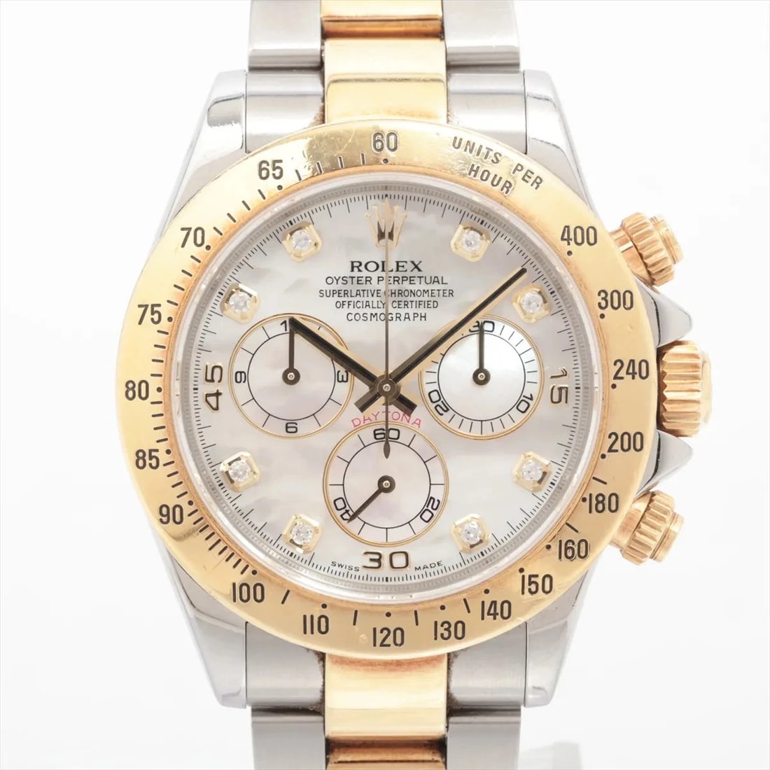 ROLEX COSMOGRAPH DAYTONA SS×YG WHITE SHELL: Rolex Cosmograph Daytona SS×YG white shell Brand: Rolex Type: Wristwatch Material: SS×YG Color: Dial Color white Size: Case:W1.6 x H1.6inch / W40 x H40 Circumference of Wrist:6.7inch / 17 Acces