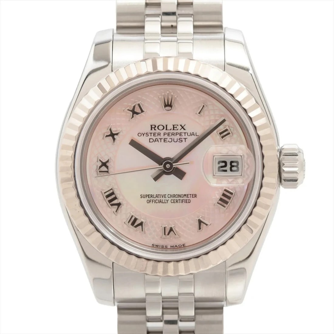 ROLEX DATEJUST SS×WG PINK: Rolex Datejust SS×WG Pink Brand: Rolex Type: Wristwatch Material: SS×WG Color: Dial Color pink Size: Case:W0.8 x H0.8inch / W26 x H26 Circumference of Wrist:5.4inch / 13.6 Accessories: None