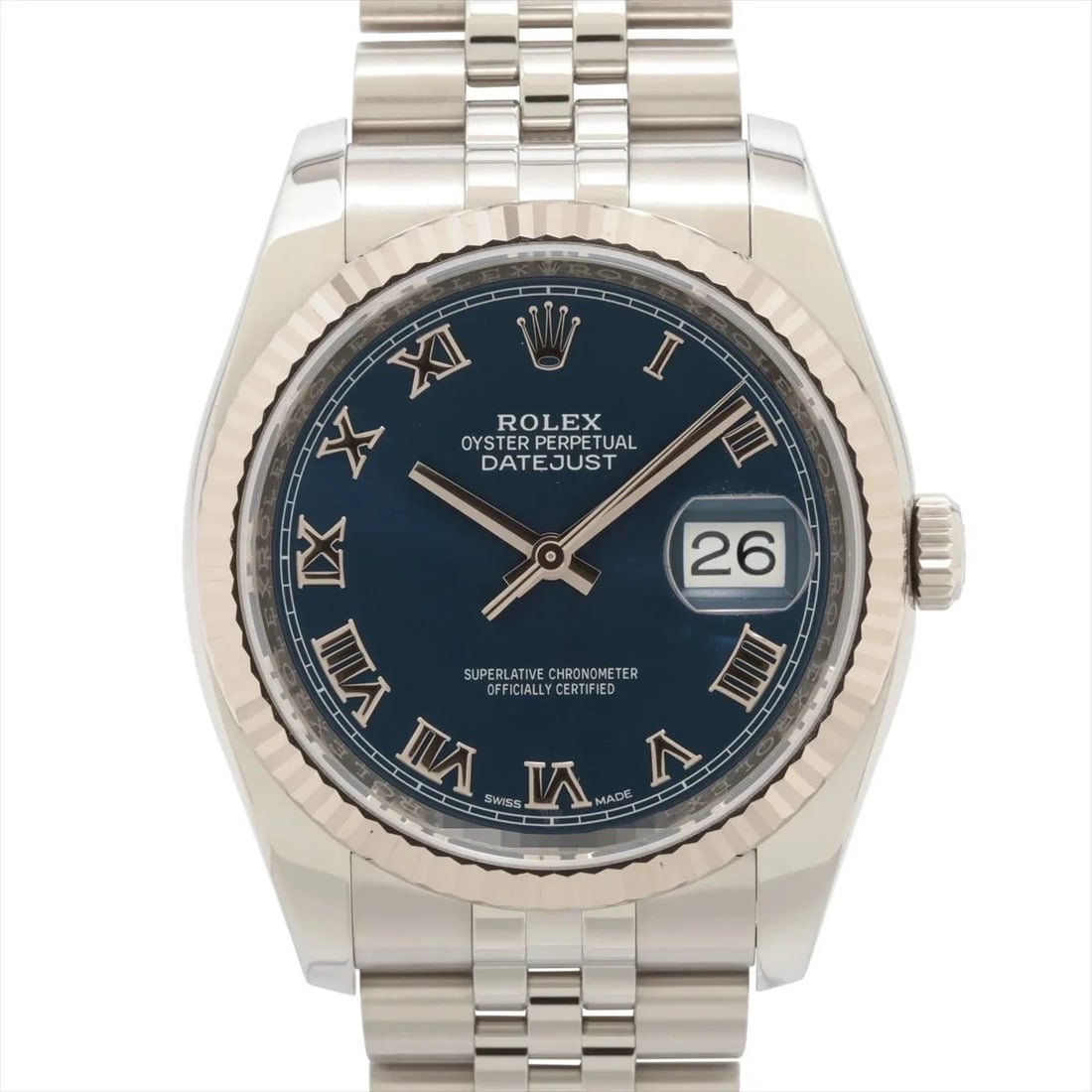ROLEX DATEJUST SS×WG BLUE: Rolex DATEJUST SS×WG blue Brand: Rolex Type: Wristwatch Material: SS×WG Color: Dial Color blue Size: Case:W1.2 x H1.2inch / W36 x H36 Circumference of Wrist:7.1inch / 18 Accessories: None