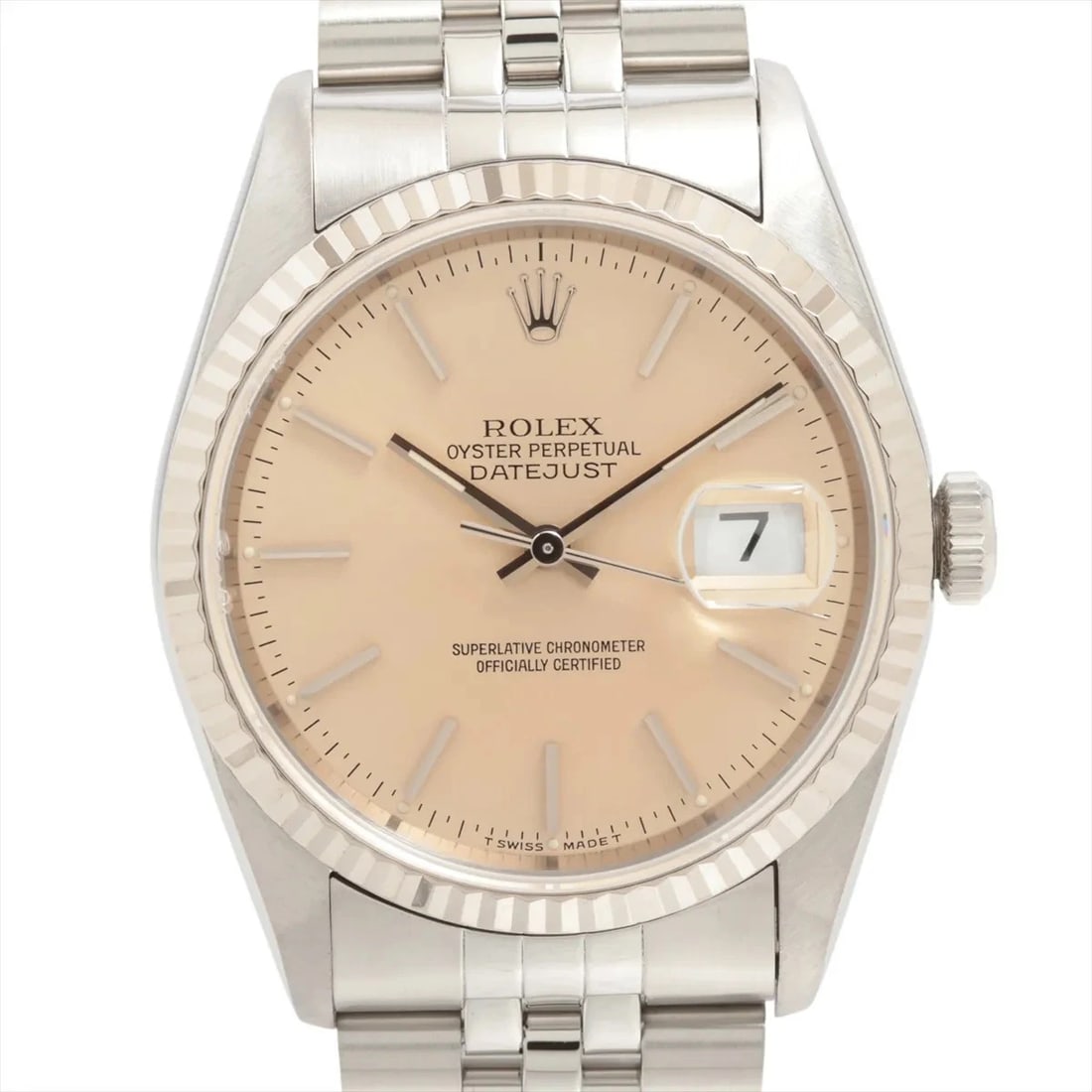 ROLEX DATEJUST SS×WG SILVER: Rolex DATEJUST SS×WG Silver Brand: Rolex Type: Wristwatch Material: SS×WG Color: Dial Color silver Size: Case:W1.2 x H1.2inch / W36 x H36 Circumference of Wrist:7.3inch / 18.5 Accessories: