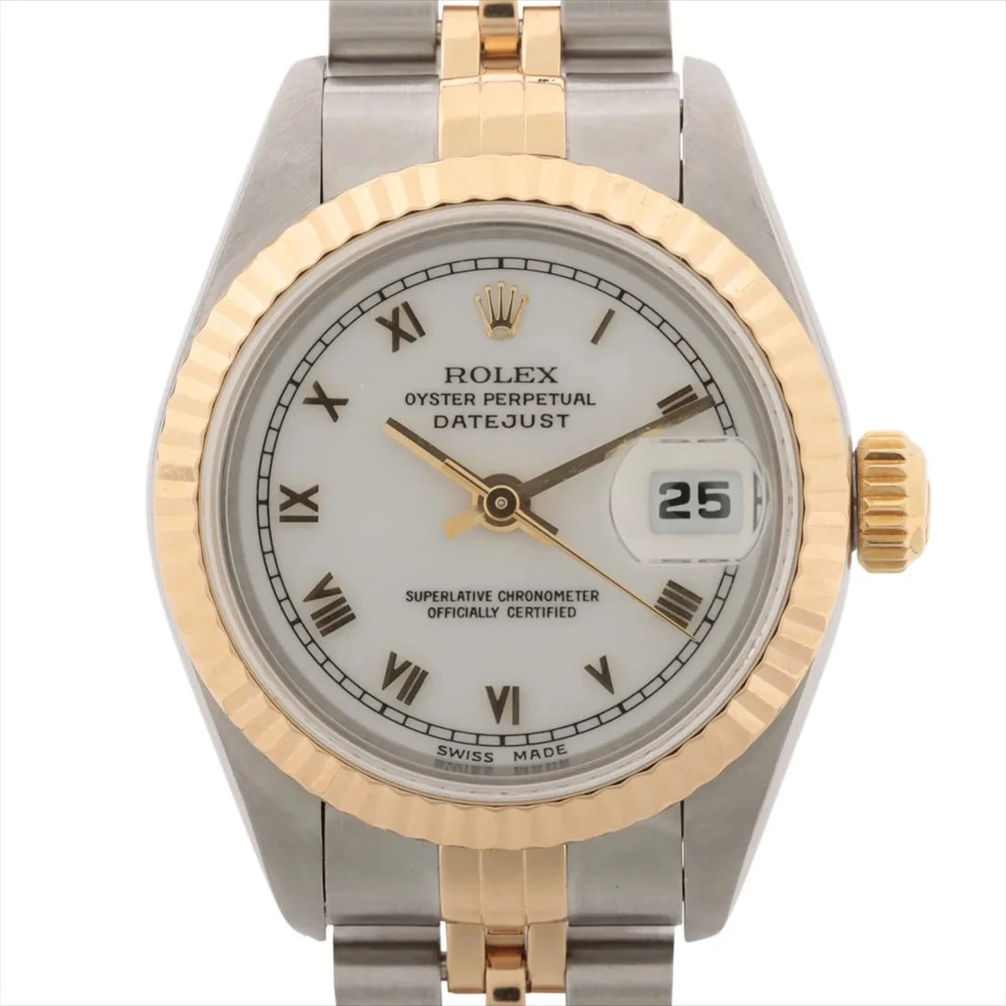 ROLEX DATEJUST SS×YG WHITE: Rolex Datejust SS×YG white Brand: Rolex Type: Wristwatch Material: SS×YG Color: Dial Color white Size: Case:W0.8 x H0.8inch / W26 x H26 Circumference of Wrist:6.9inch / 17.5 Accessories: