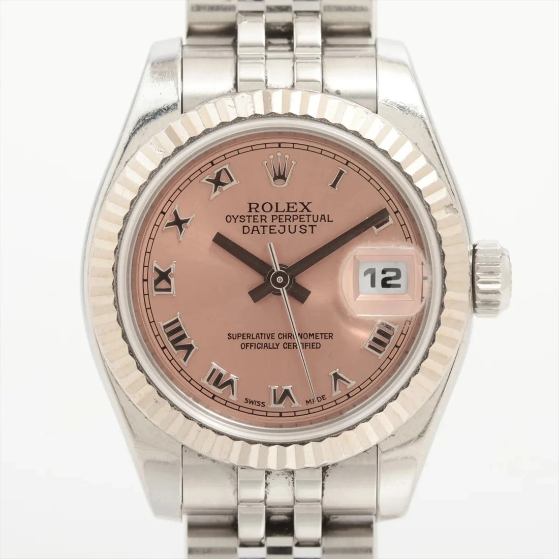ROLEX DATEJUST SS×WG PINK: Rolex Datejust SS×WG Pink Brand: Rolex Type: Wristwatch Material: SS×WG Color: Dial Color pink Size: Case:W0.8 x H0.8inch / W26 x H26 Circumference of Wrist:5.7inch / 14.5 Accessories: None