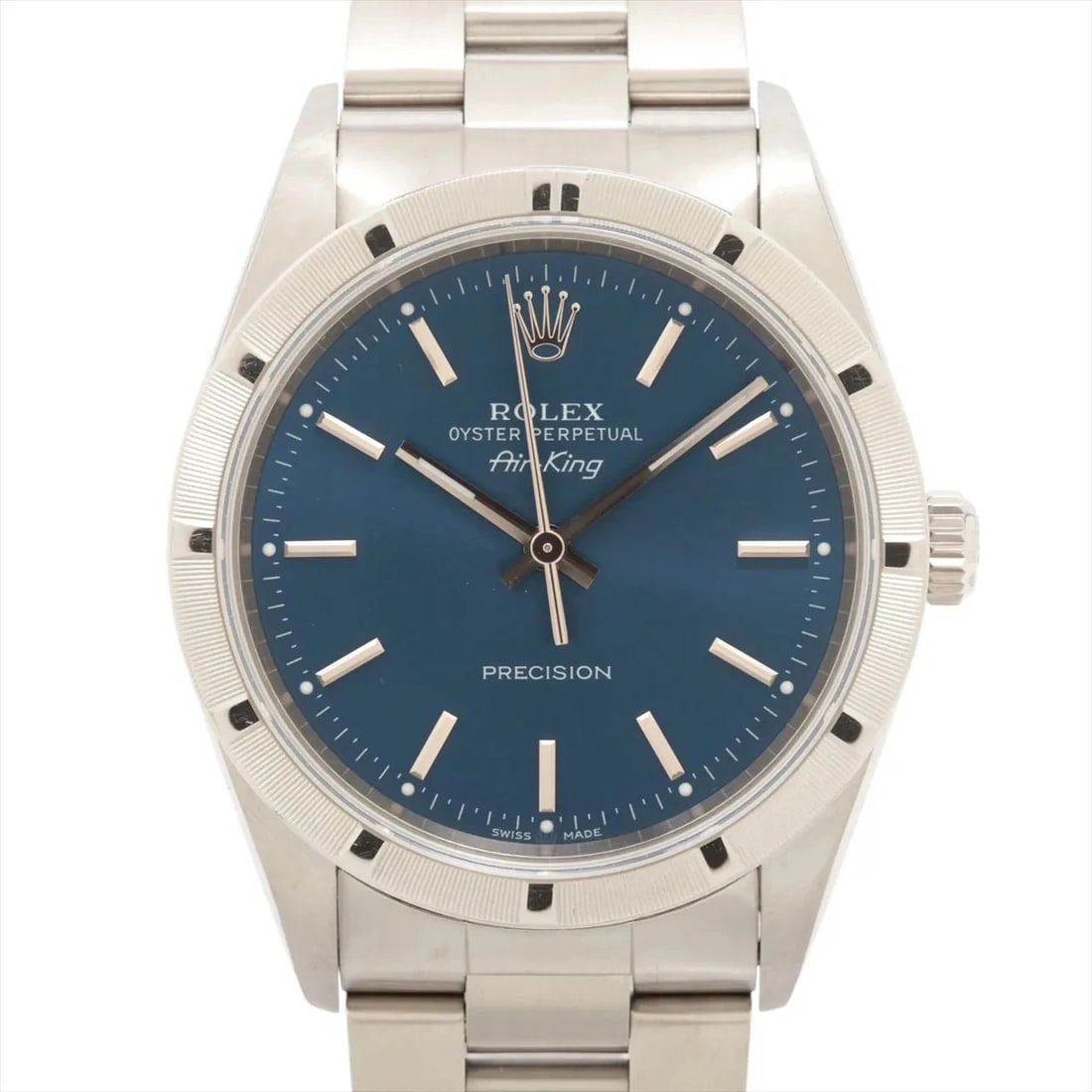 ROLEX AIR KING SS BLUE: Rolex Air King SS Blue Brand: Rolex Type: Wristwatch Material: SS Color: Dial Color blue Size: Case:W1.2 x H1.2inch / W34 x H34 Circumference of Wrist:7.3inch / 18.5 Accessories: None