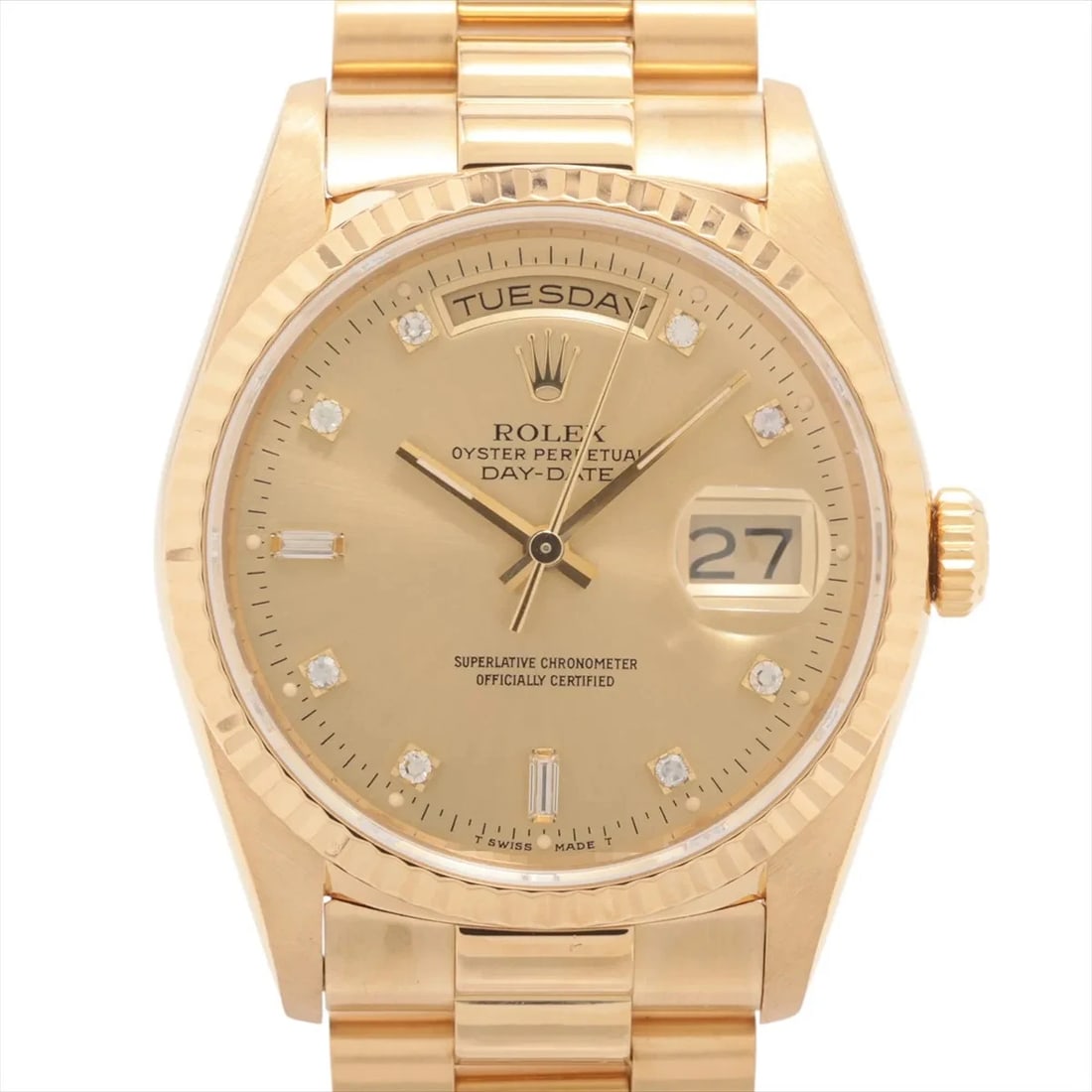 ROLEX YG CHAMPAGNE: Rolex YG Champagne Brand: Rolex Type: Wristwatch Material: YG Color: Dial Color Champagne Size: Case:W1.2 x H1.2inch / W36 x H36 Circumference of Wrist:7.7inch / 19.5 Accessories: None